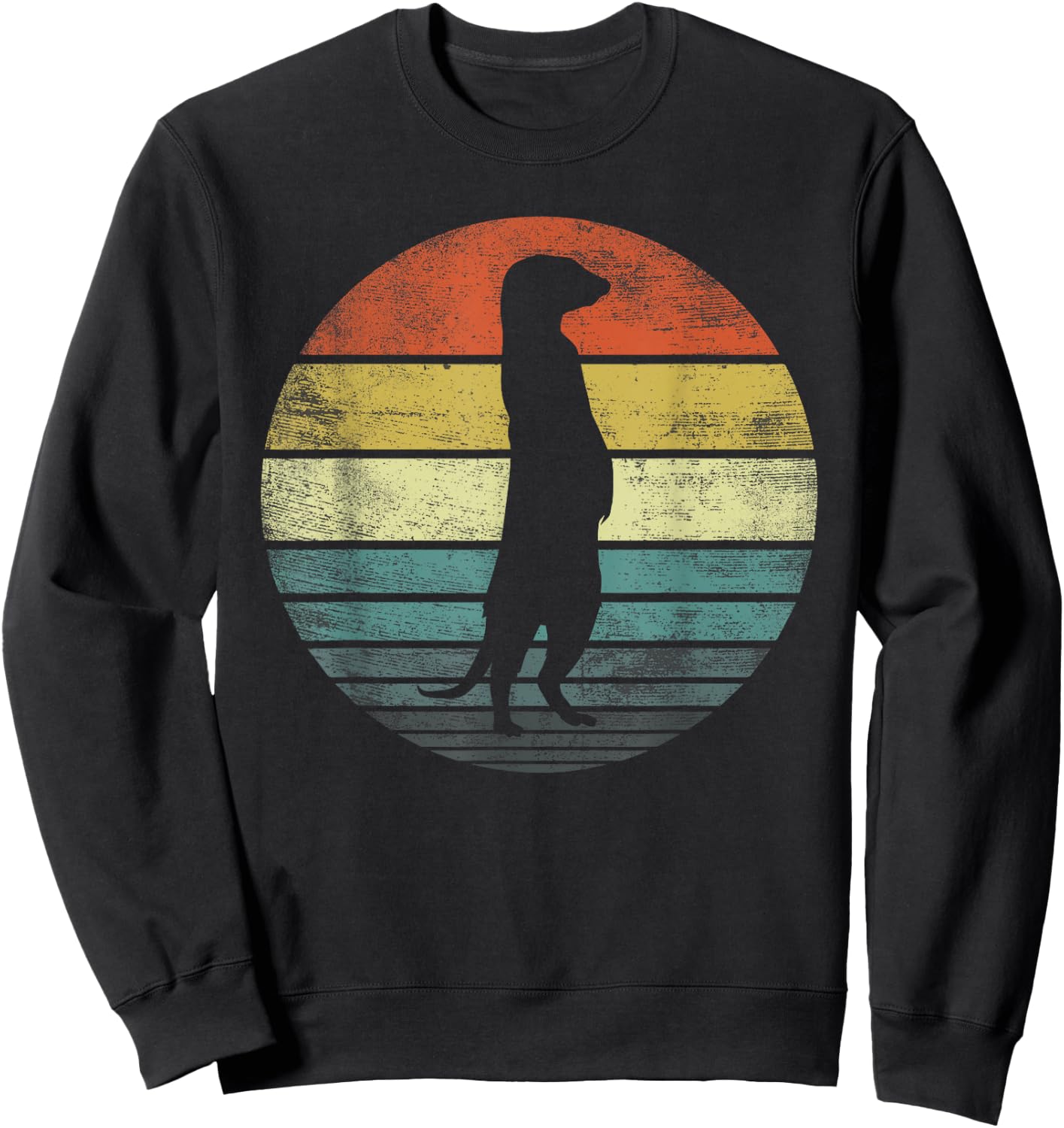 Meerkat Lover Gift Funny Retro Vintage Zoo Animal Silhouette Sweatshirt - Sweatshirt | Black