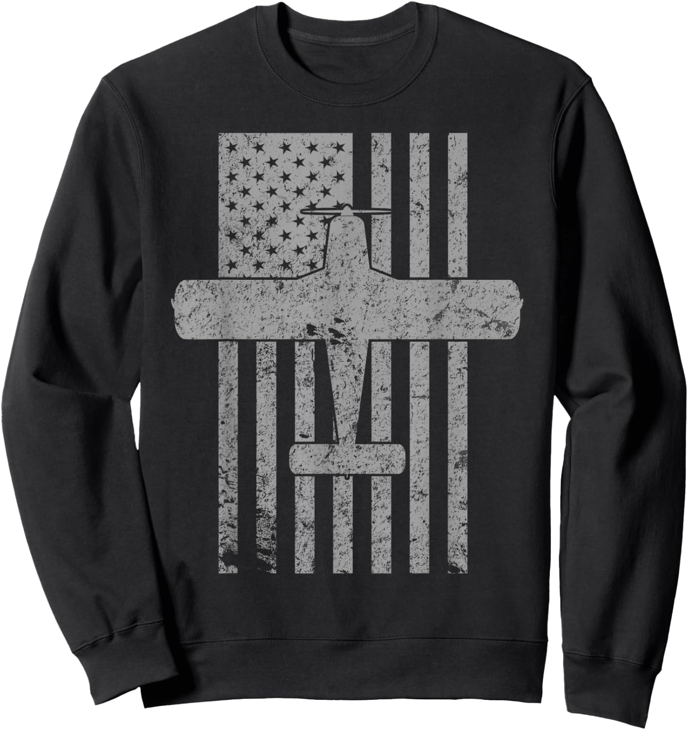 PA-28 Cherokee Pilot Vintage American Flag Kids Men Sweatshirt - Sweatshirt | Black