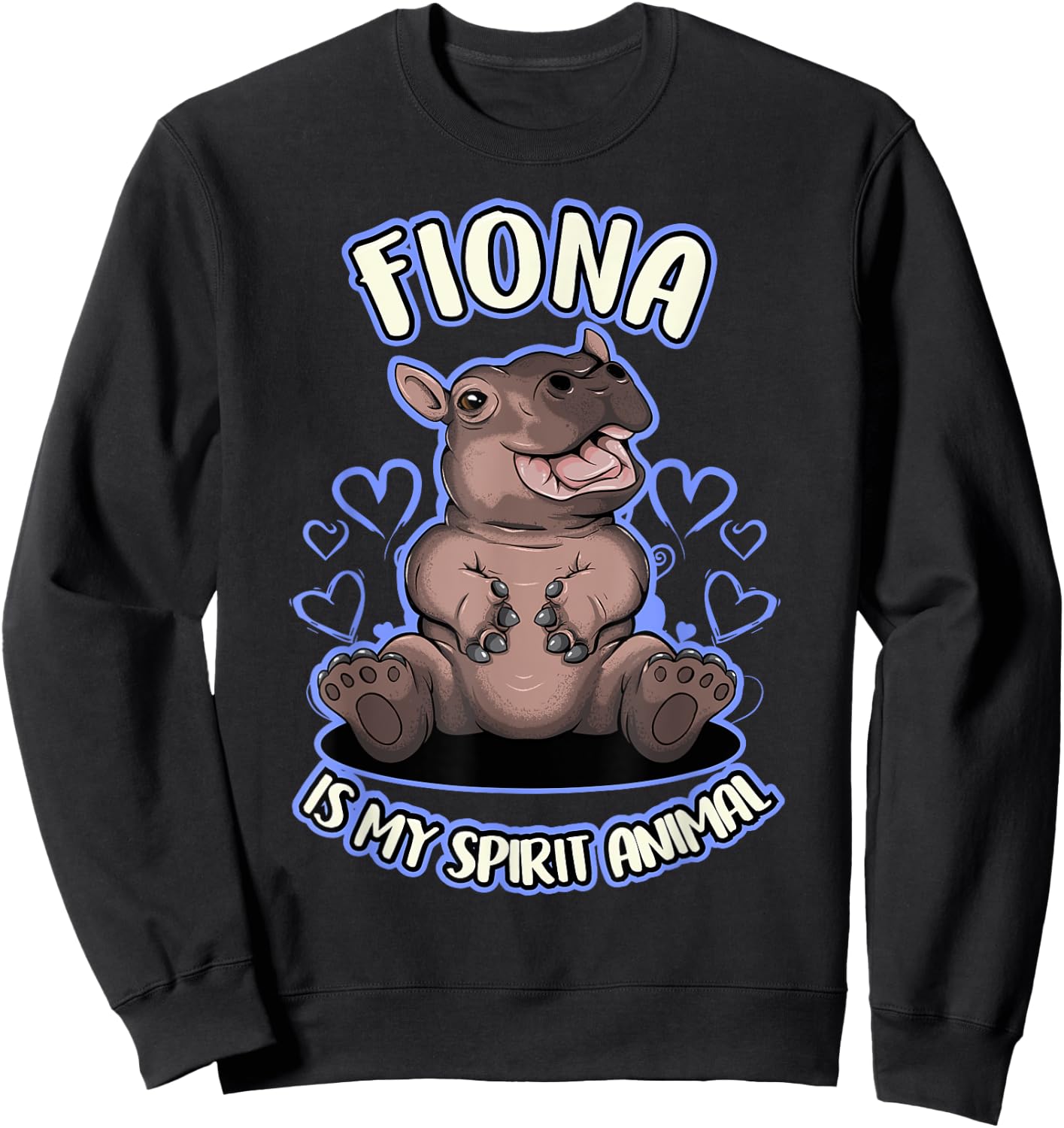 Fiona The Hippo Spirit Animal Shirt #TeamFiona Baby Hippo Sweatshirt - Sweatshirt | Black