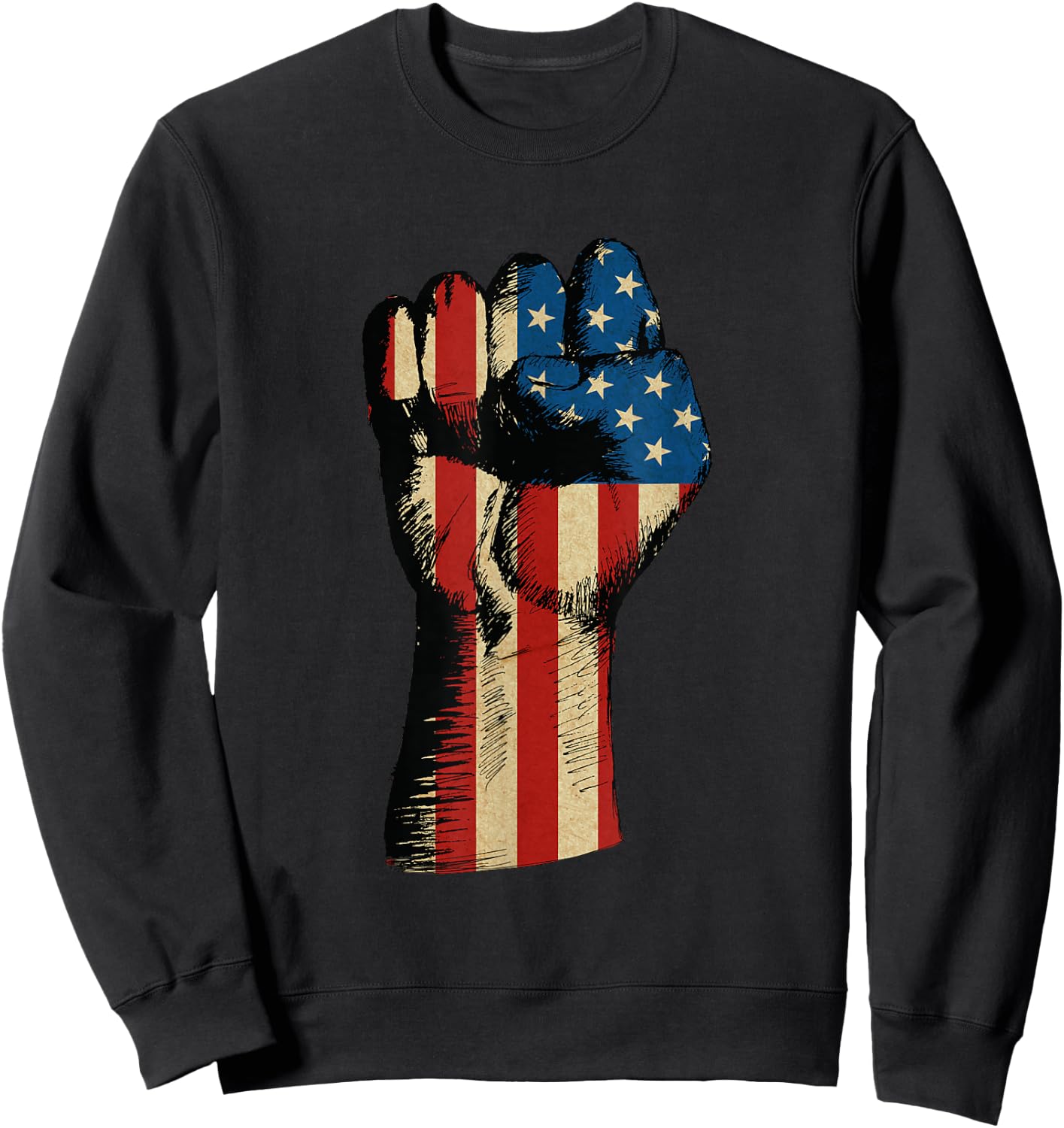 Patriotic Fist USA Flag Sweatshirt - Sweatshirt | Black