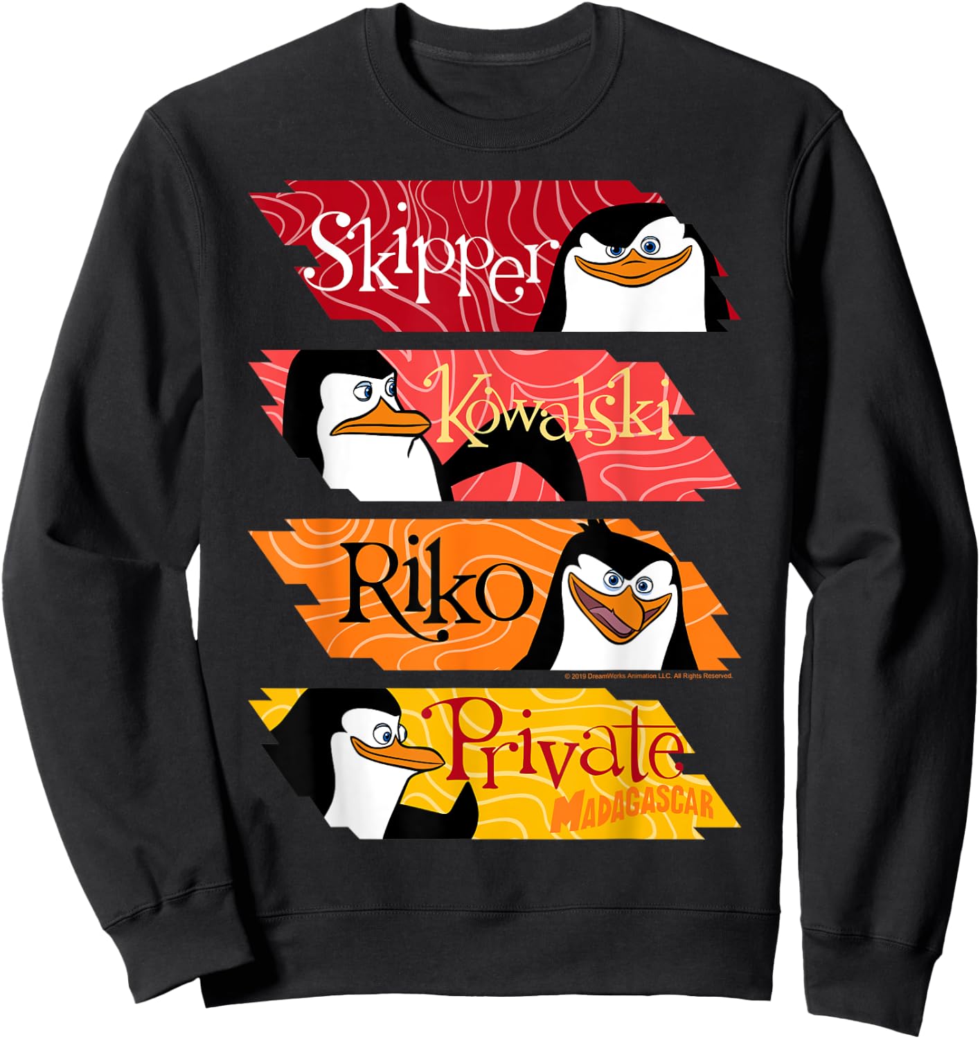 Madagascar Penguins Name Panels Poster Sweatshirt - Sweatshirt | Black