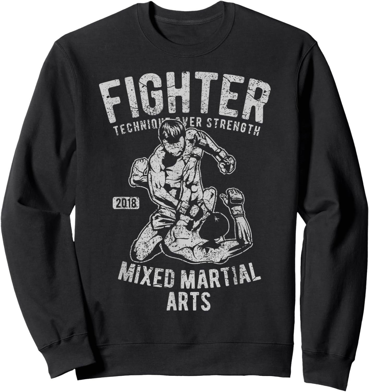 Vintage Retro MMA Shirt Men Boys Fighter Mixed Martial Arts Sweatshirt - Sweatshirt | Black