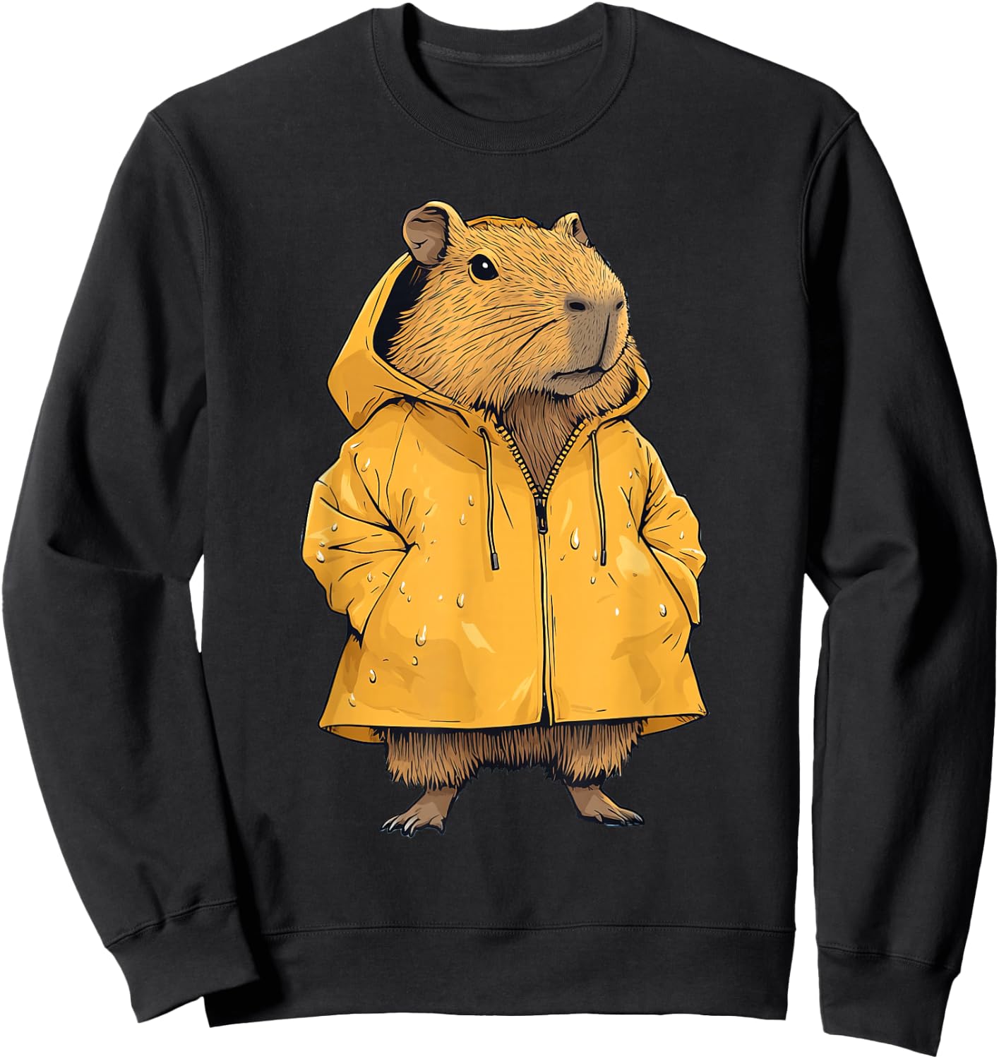 Capybara Wearing A Raincoat Sweatshirt - Sweatshirt | Black