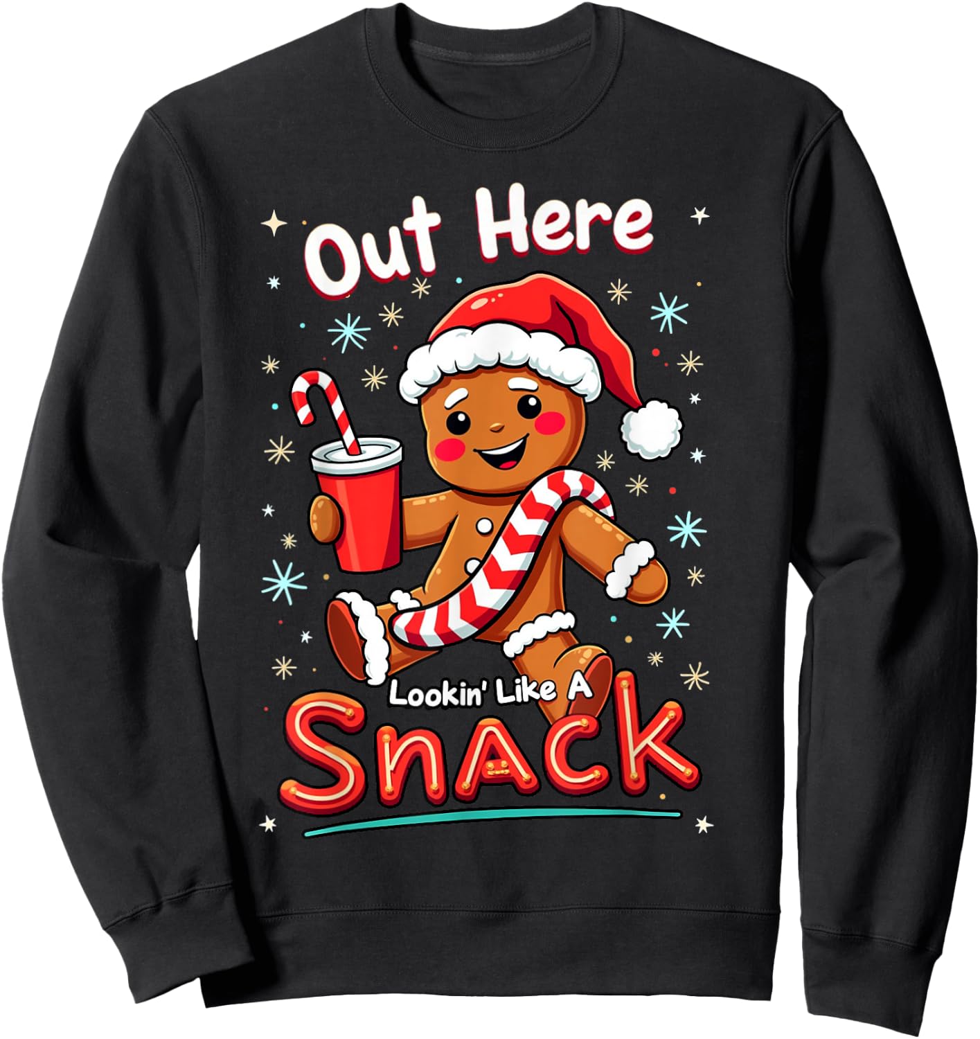 out here looking like a snack christmas funny BouJee Xmas Sweatshirt - Sweatshirt | Black