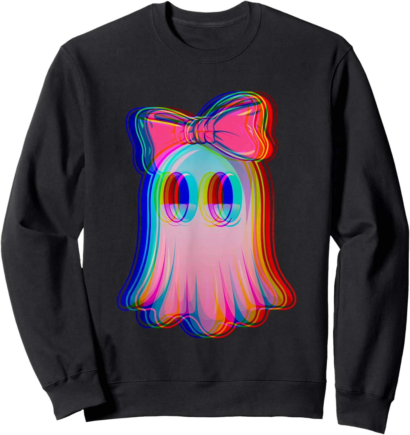 Funny Ghost Trippy Vaporwave Halloween Techno Rave Party Sweatshirt - Sweatshirt | Black