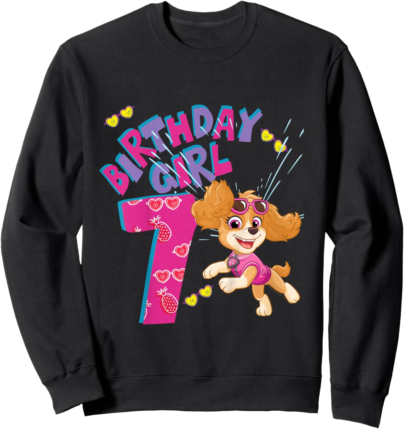 Official Paw Patrol Skye Jumping Birthday Girl Age 7 Sweatshirt - Sweatshirt | Black