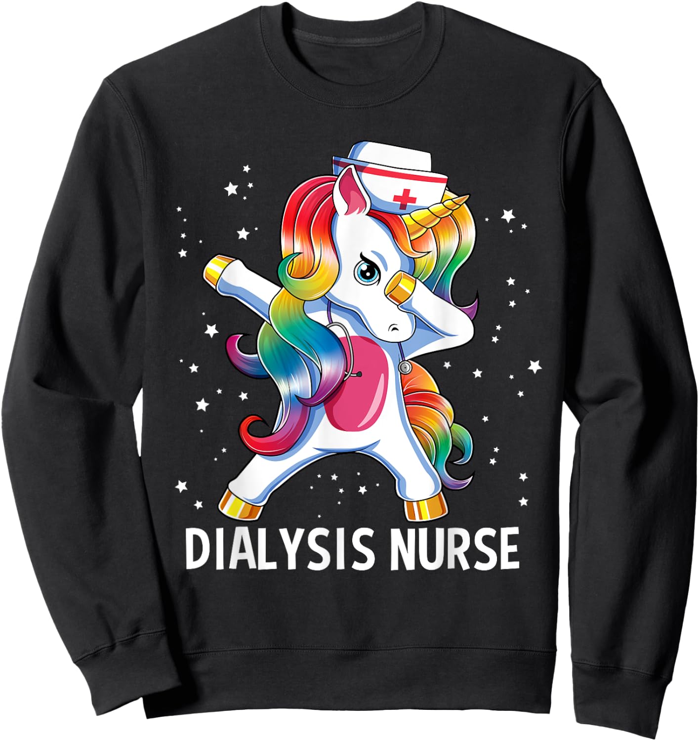 Dabbing Unicorn Funny Dialysis Nurse Sweatshirt - Sweatshirt | Black
