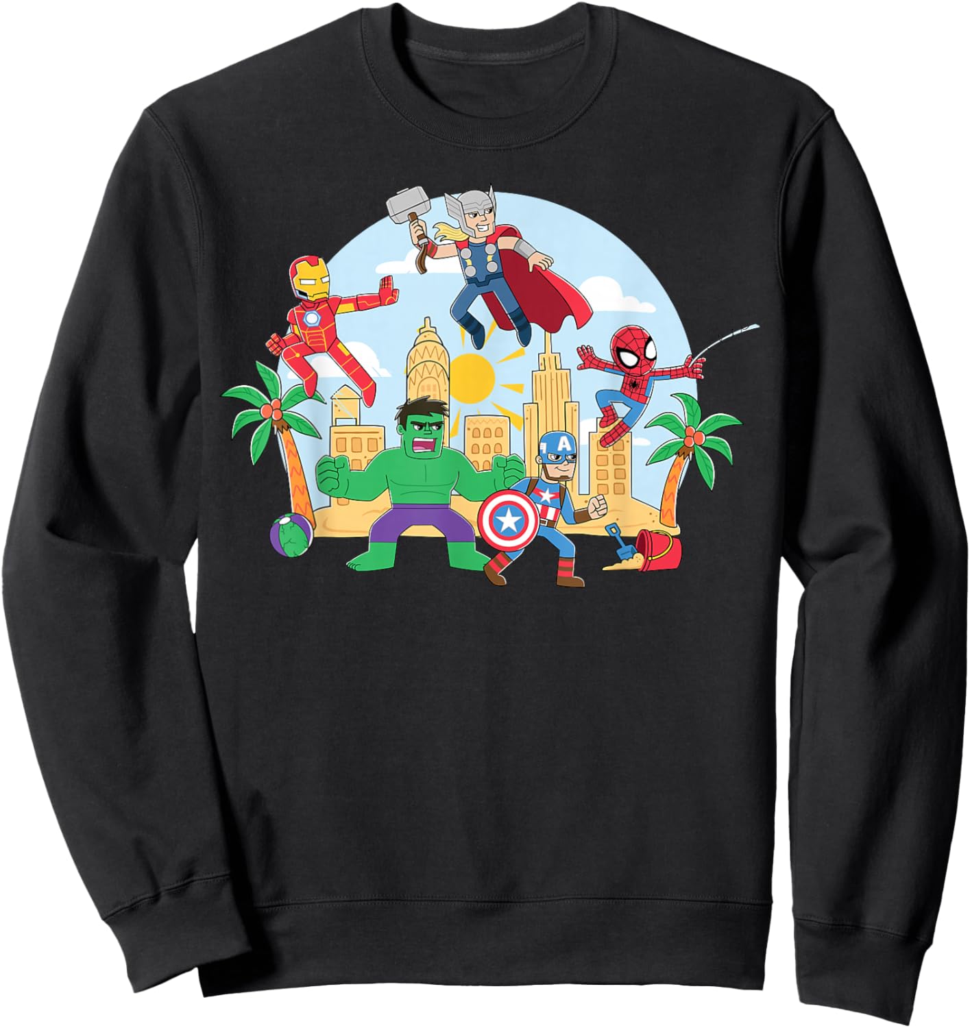 Marvel Super Heroes Avengers & Spider-Man Summer Beach Sweatshirt - Sweatshirt | Black