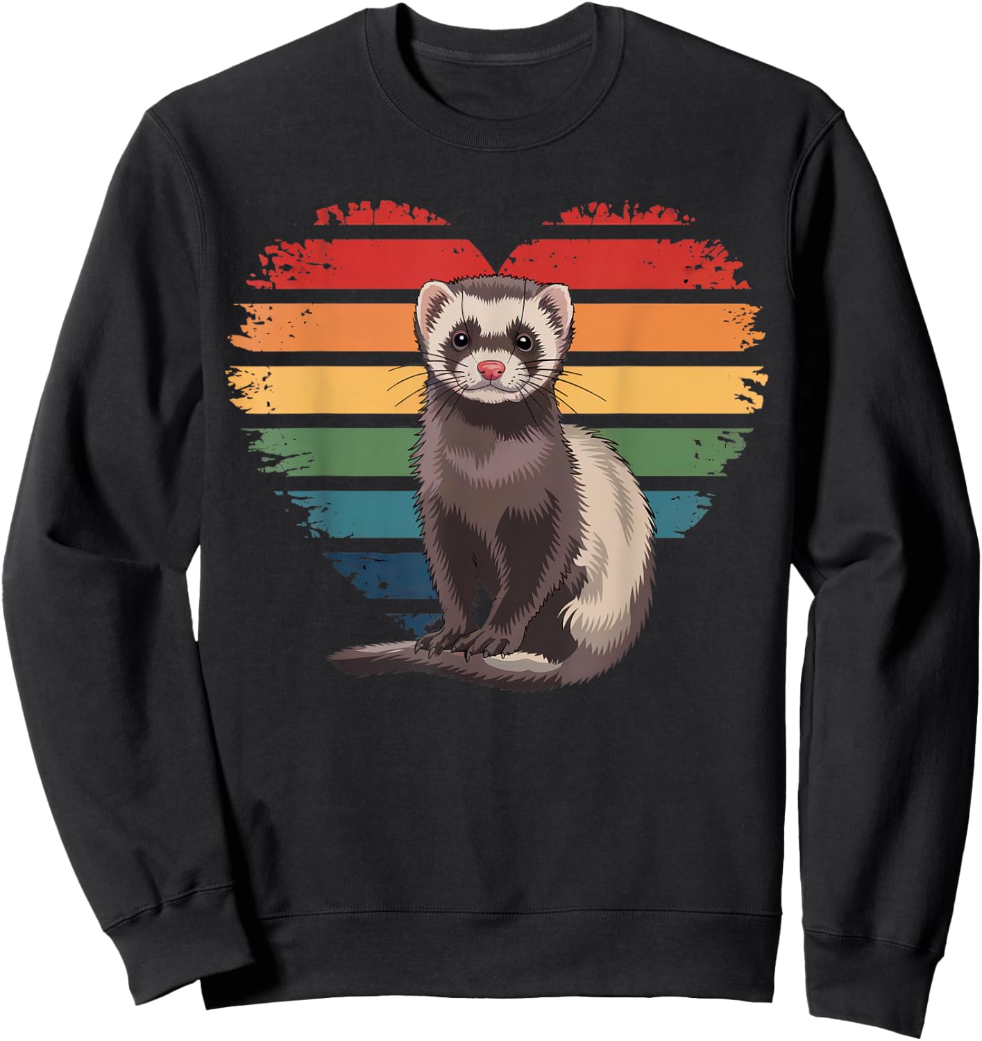 Retro Vintage Ferret Animal Lover Pet Ferret Gifts Men Women Sweatshirt - Sweatshirt | Black