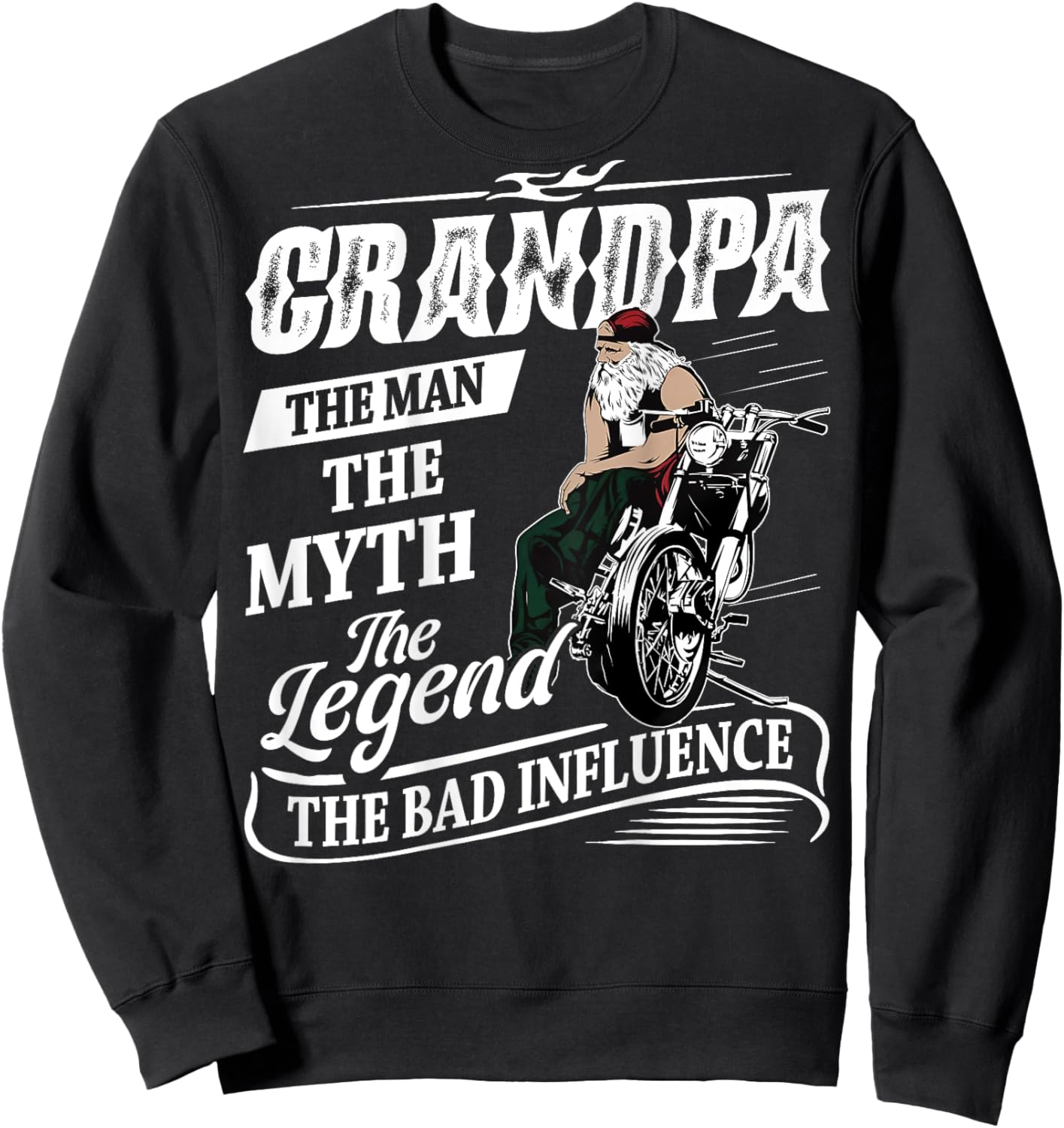 Biker Grandpa The Man Myth Legend Motorcycle Old Biker Sweatshirt - Sweatshirt | Black