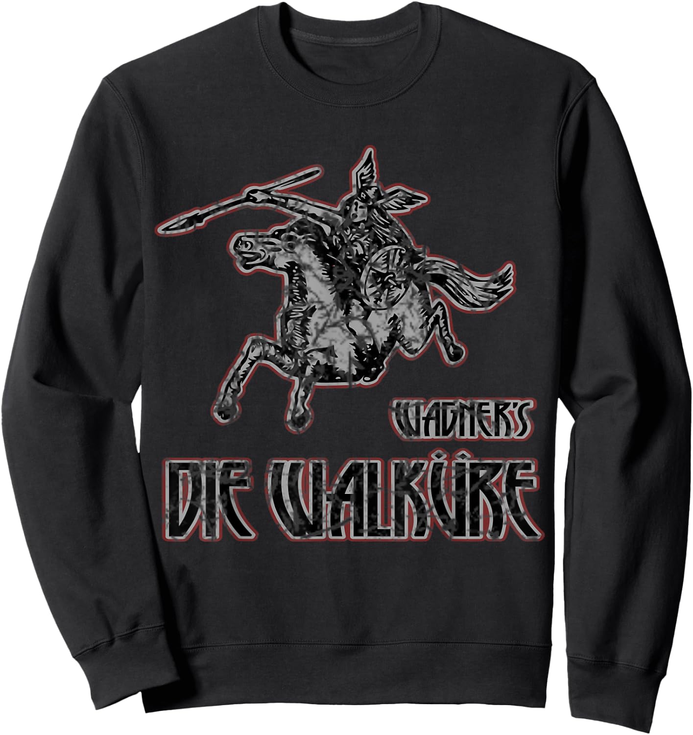 Wagner's Die Walkure epic music, Valkyrie distressed Sweatshirt - Sweatshirt | Black