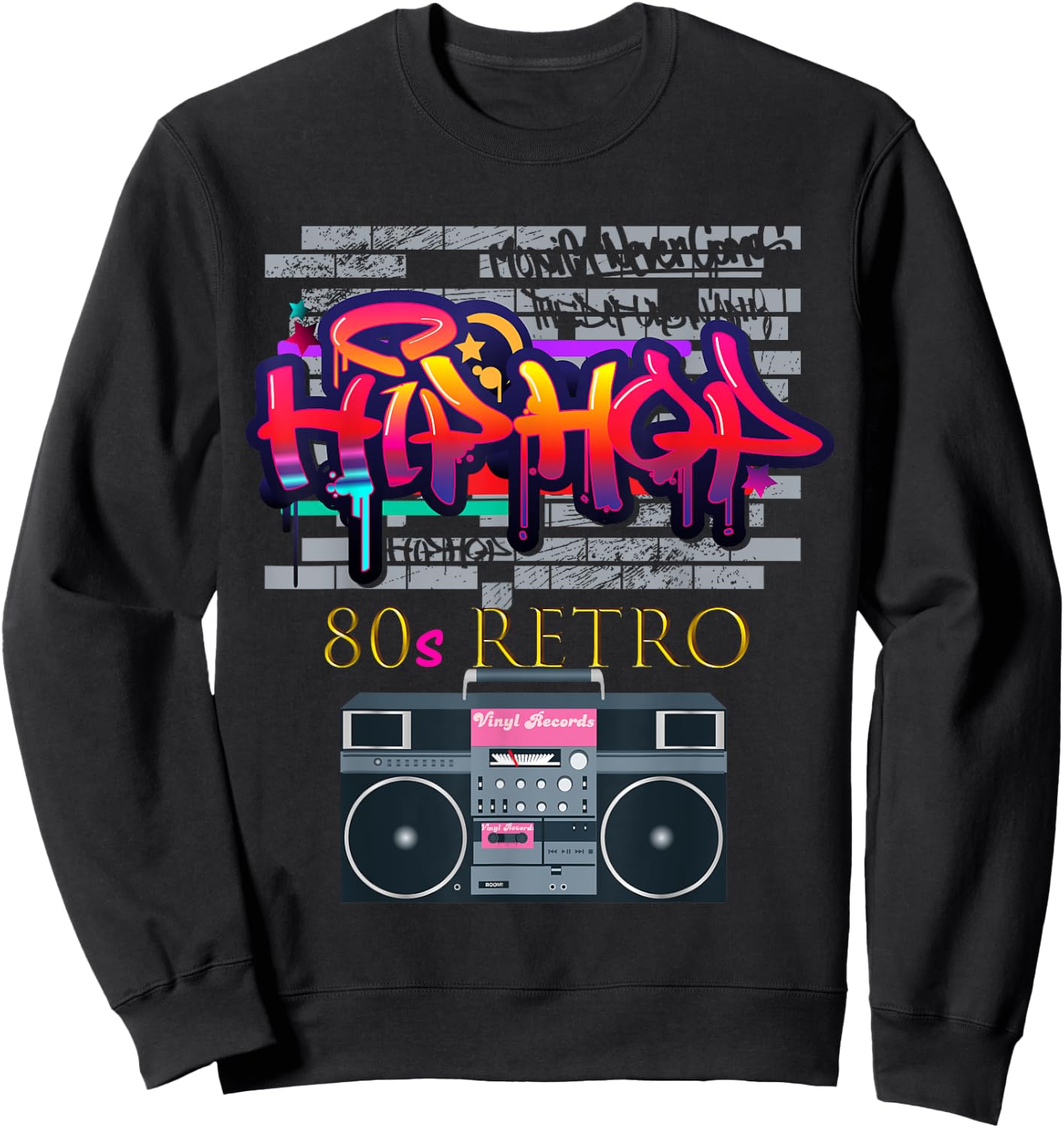 Women CUTE: Hip Hop 80s Costume Shirt Party Outfit Gift Sweatshirt - Sweatshirt | Black