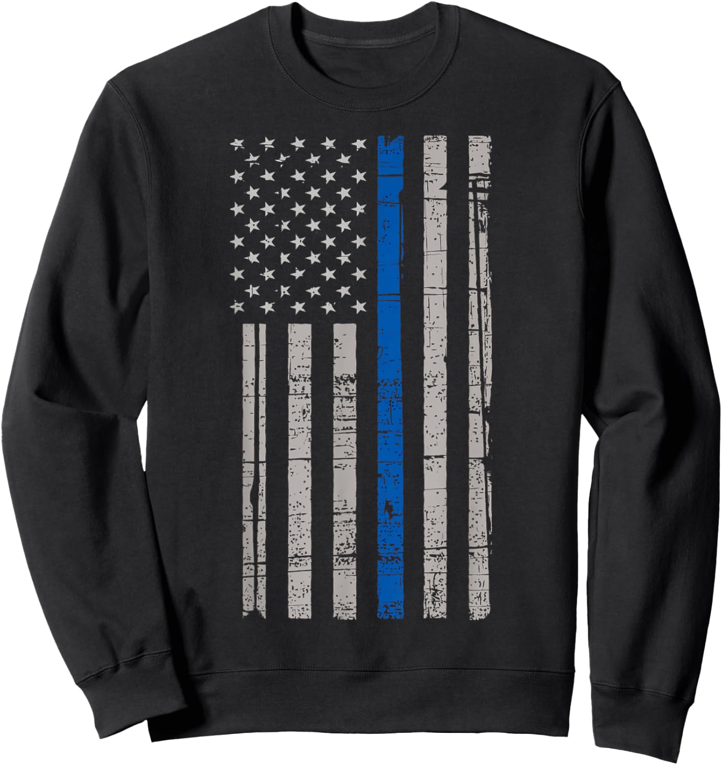 Police United Shirts - Thin Blue Line Police Flag Sweatshirt - Sweatshirt | Black