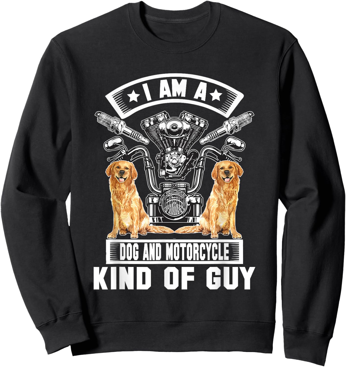 Motorcycle And Dog Bike Riding Dad Biker Labrador Men Women Sweatshirt - Sweatshirt | Black