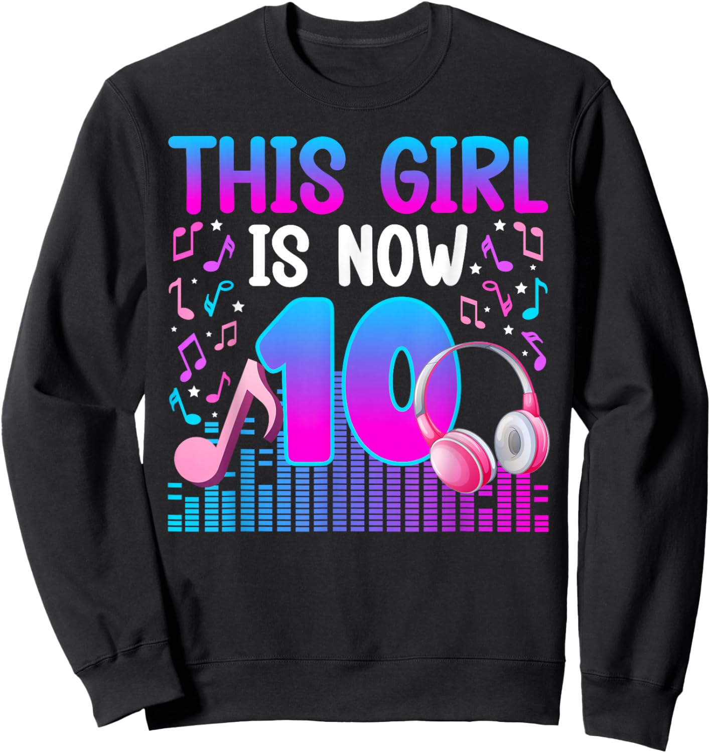 10th Music Birthday Party 10 Year Old Musical Birthday Sweatshirt - Sweatshirt | Black