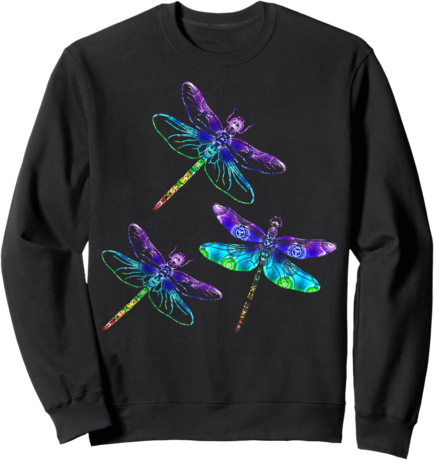Wrinkled Hippie Dragonfly Gift Spirit Animal Chakra Color Dragonflies Sweatshirt - Sweatshirt | Black