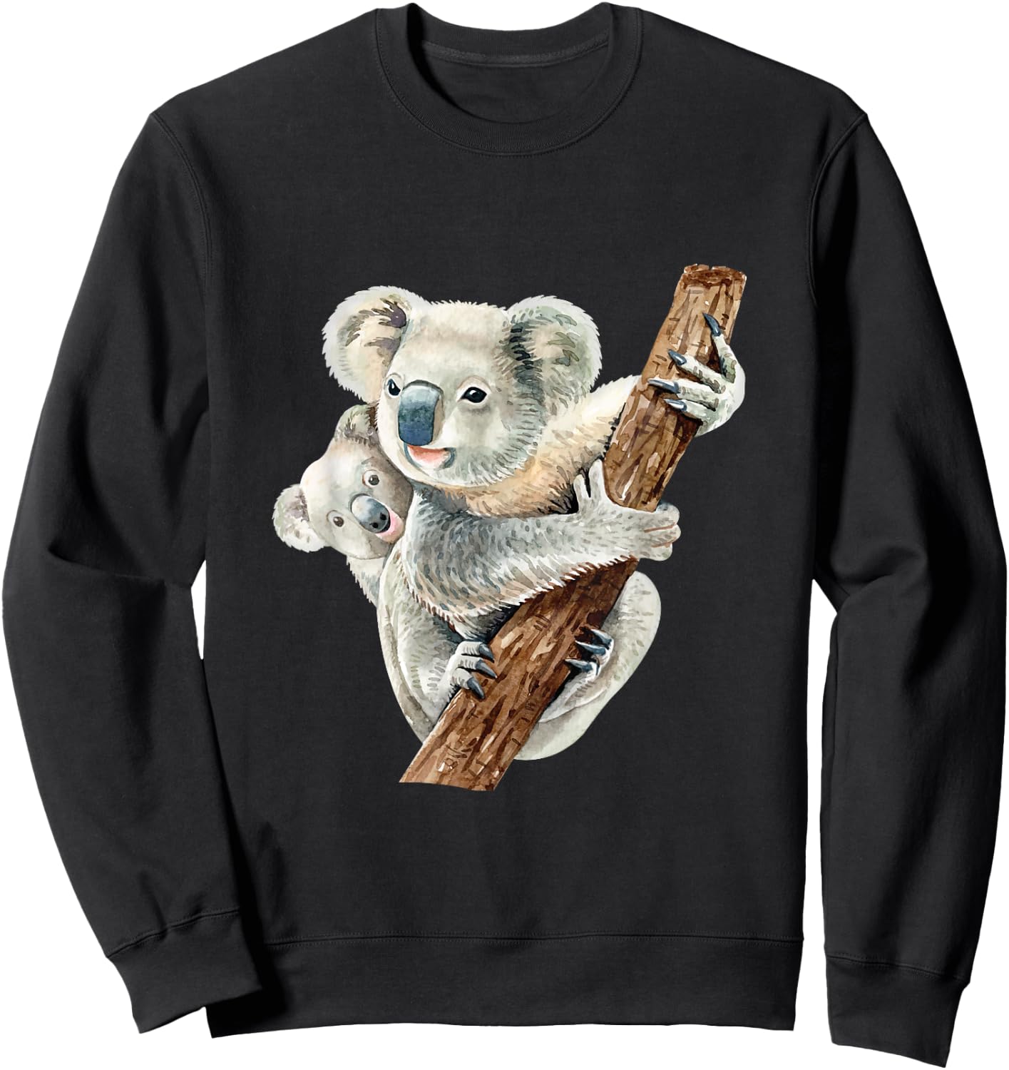 Realistic Australian Koala Parenting Cute Baby Wildlife Sweatshirt - Sweatshirt | Black