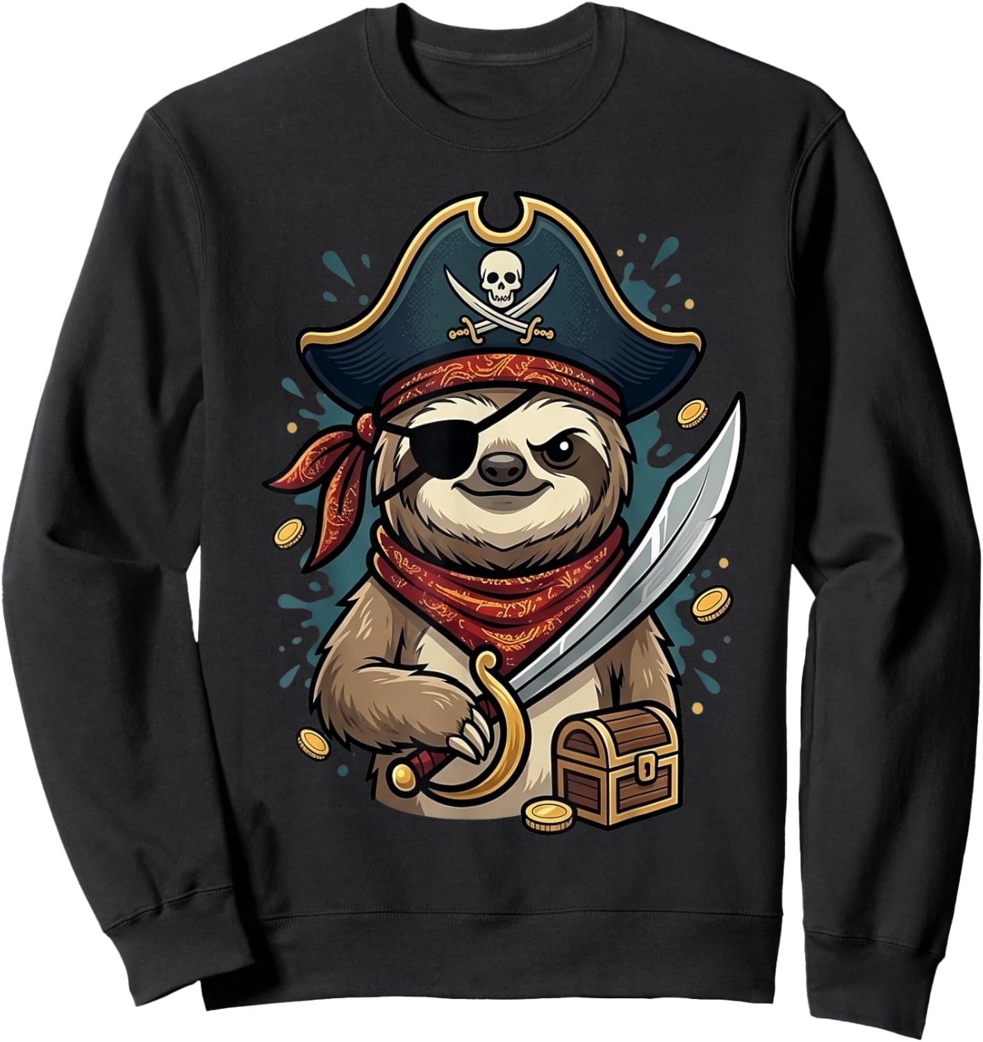 Funny Pirate Sloth Halloween Costume Men Women Boys Toddler Sweatshirt - Sweatshirt | Black