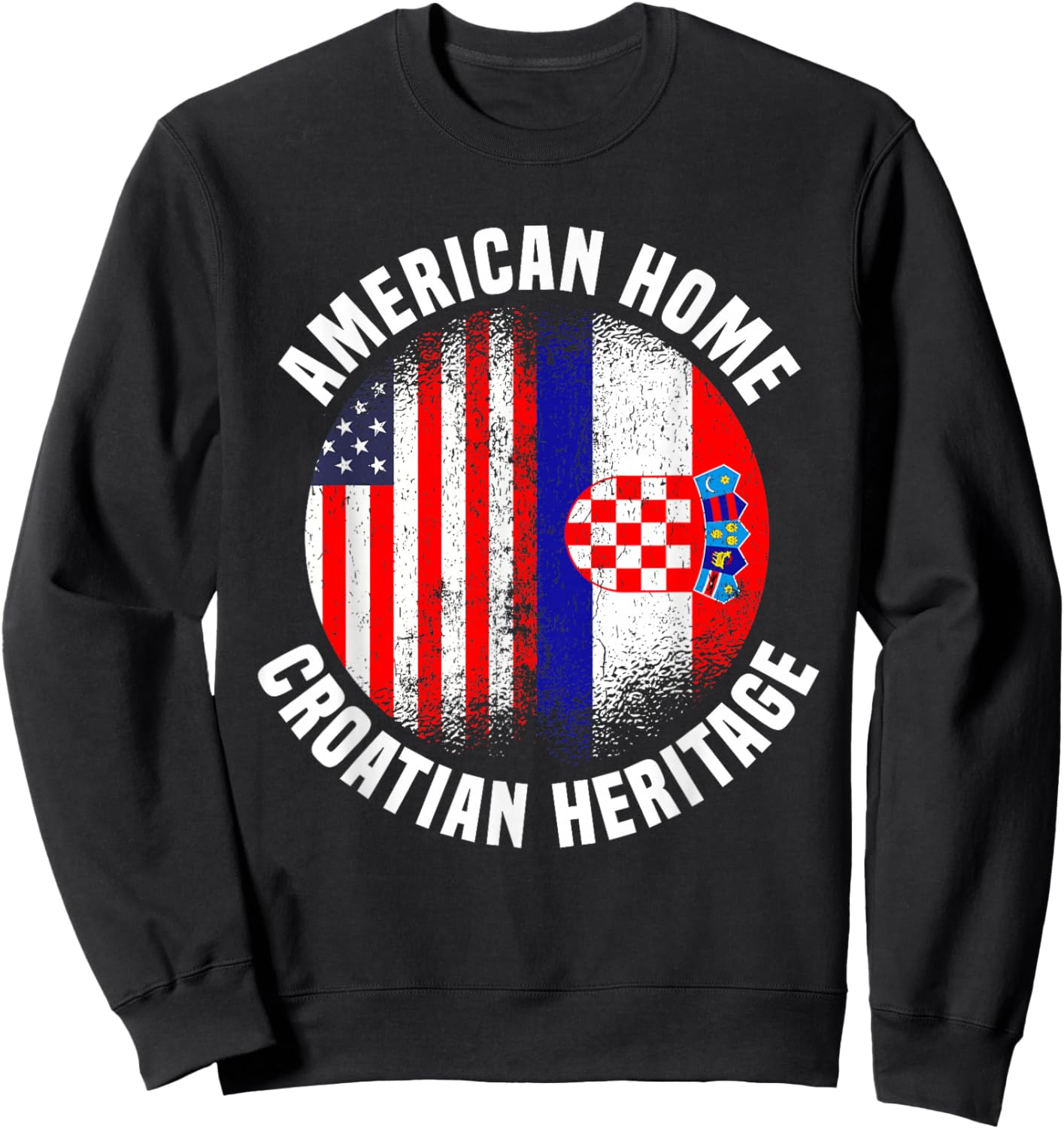 Croatia Outfit & Women US American Croatian Flag Sweatshirt - Sweatshirt | Black