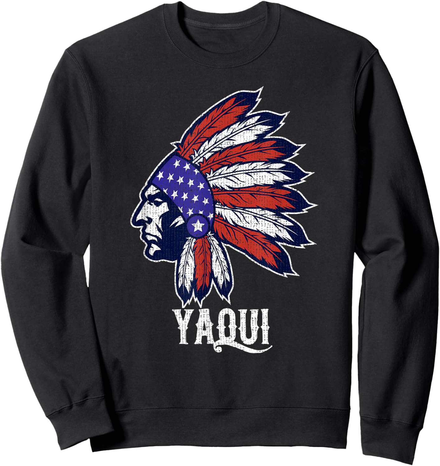 Yaqui Native American Flag Pride Headdress Men Sweatshirt - Sweatshirt | Black