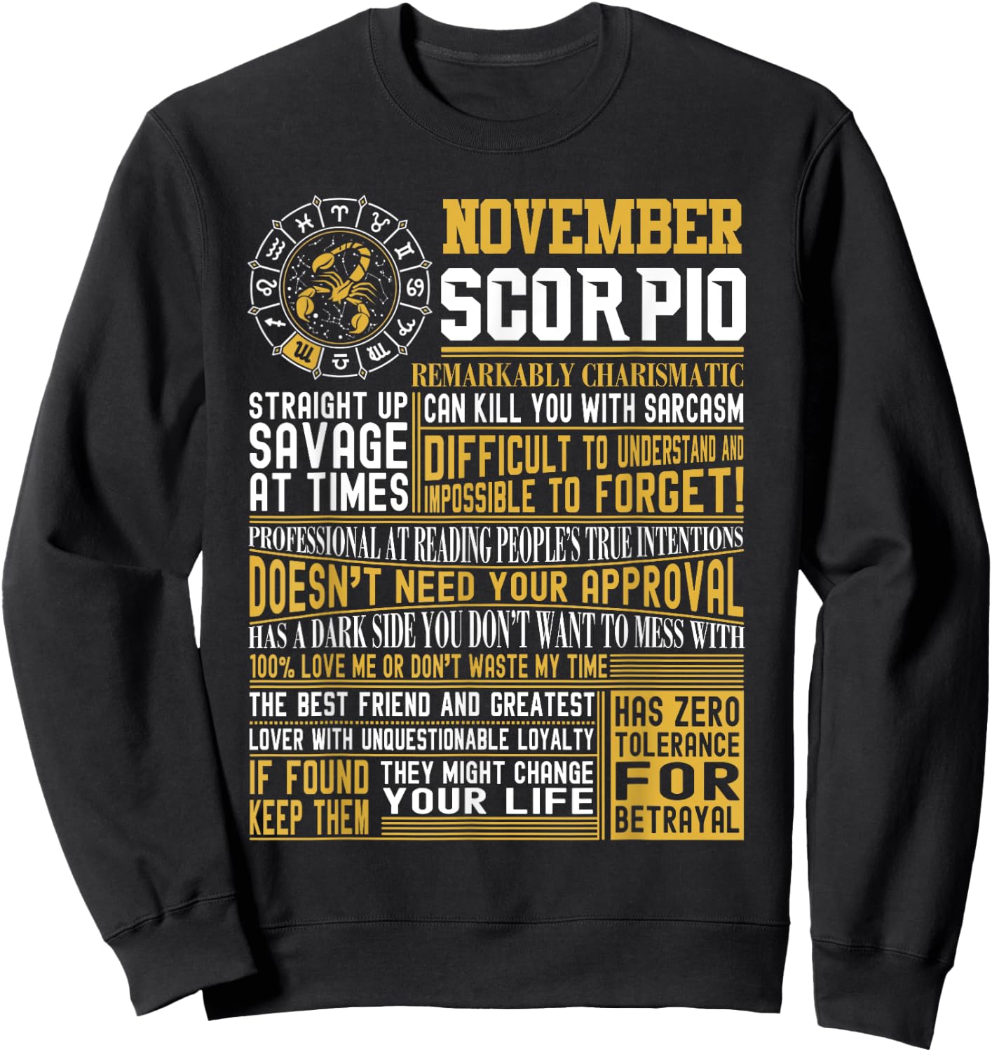 Best Born in November Scorpio Facts Shirts for Sweatshirt - Sweatshirt | Black
