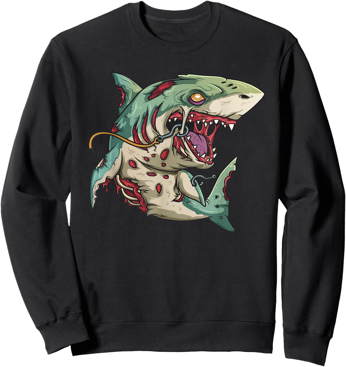 Zombie Shark Halloween Party Outfit Gift Surfer Children Sweatshirt - Sweatshirt | Black