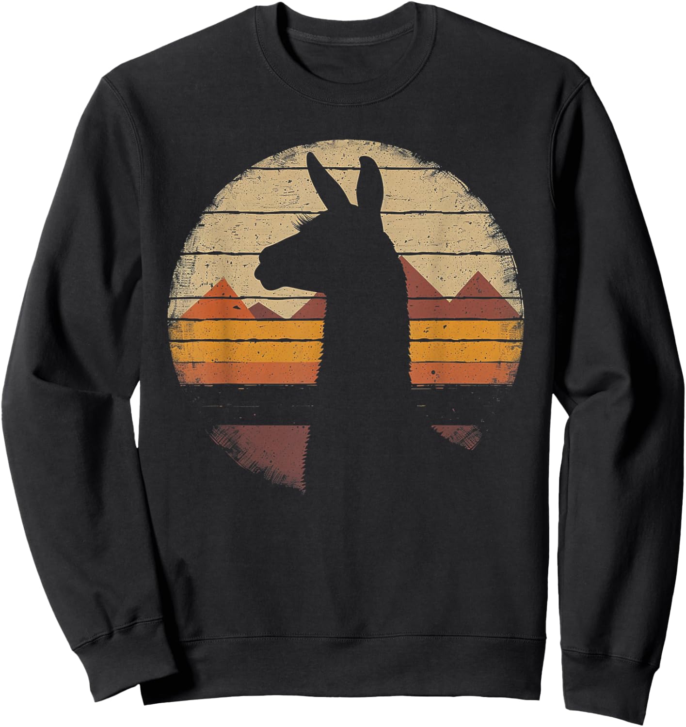 Llama Alpaca - Retro 70s 80s Graphic Vintage Men Women Kids Sweatshirt - Sweatshirt | Black