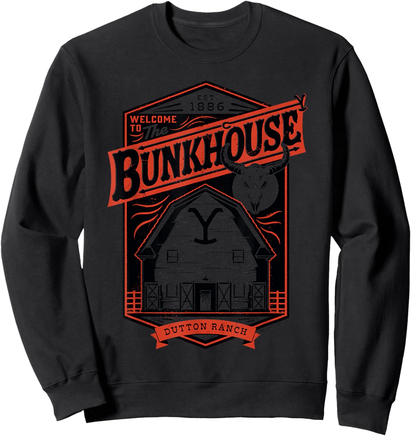 Official Yellowstone - The Bunkhouse Dutton Ranch Sweatshirt - Sweatshirt | Black