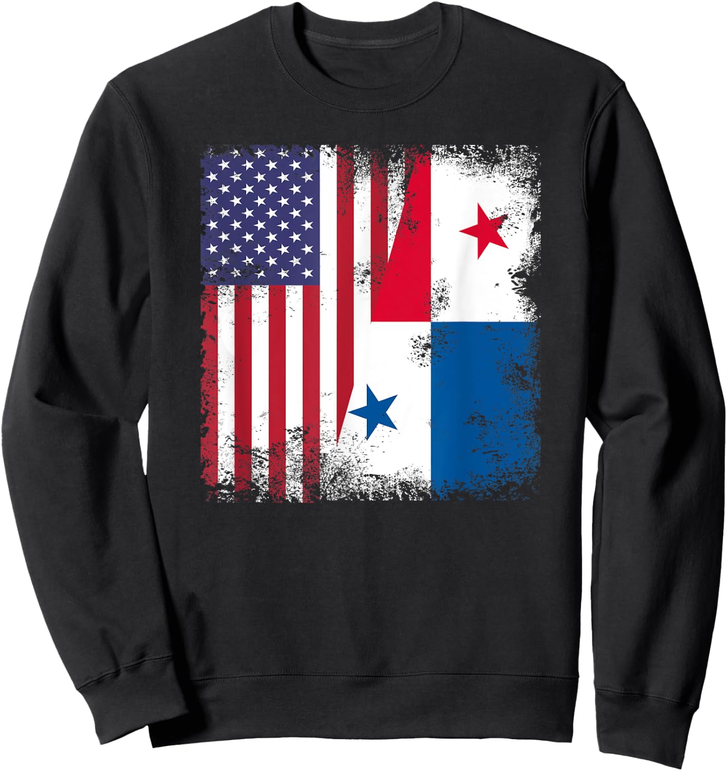 Half Panamanian Flag | Vintage Panama USA Gift Sweatshirt - Sweatshirt | Black