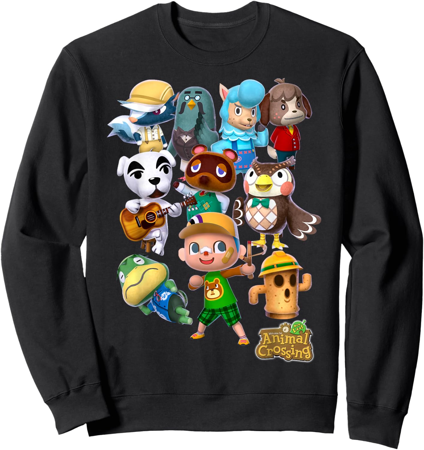 Animal Crossing New Leaf Villager Group Shot Graphic Small Sweatshirt - Sweatshirt | Black