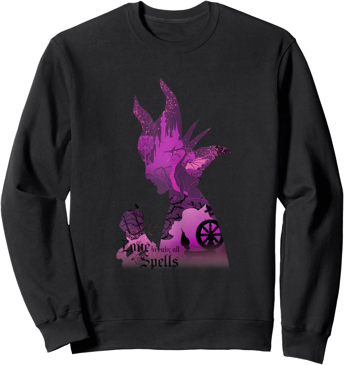 Disney Sleeping Beauty Silhouette Maleficent Graphic Sweatshirt - Sweatshirt | Black