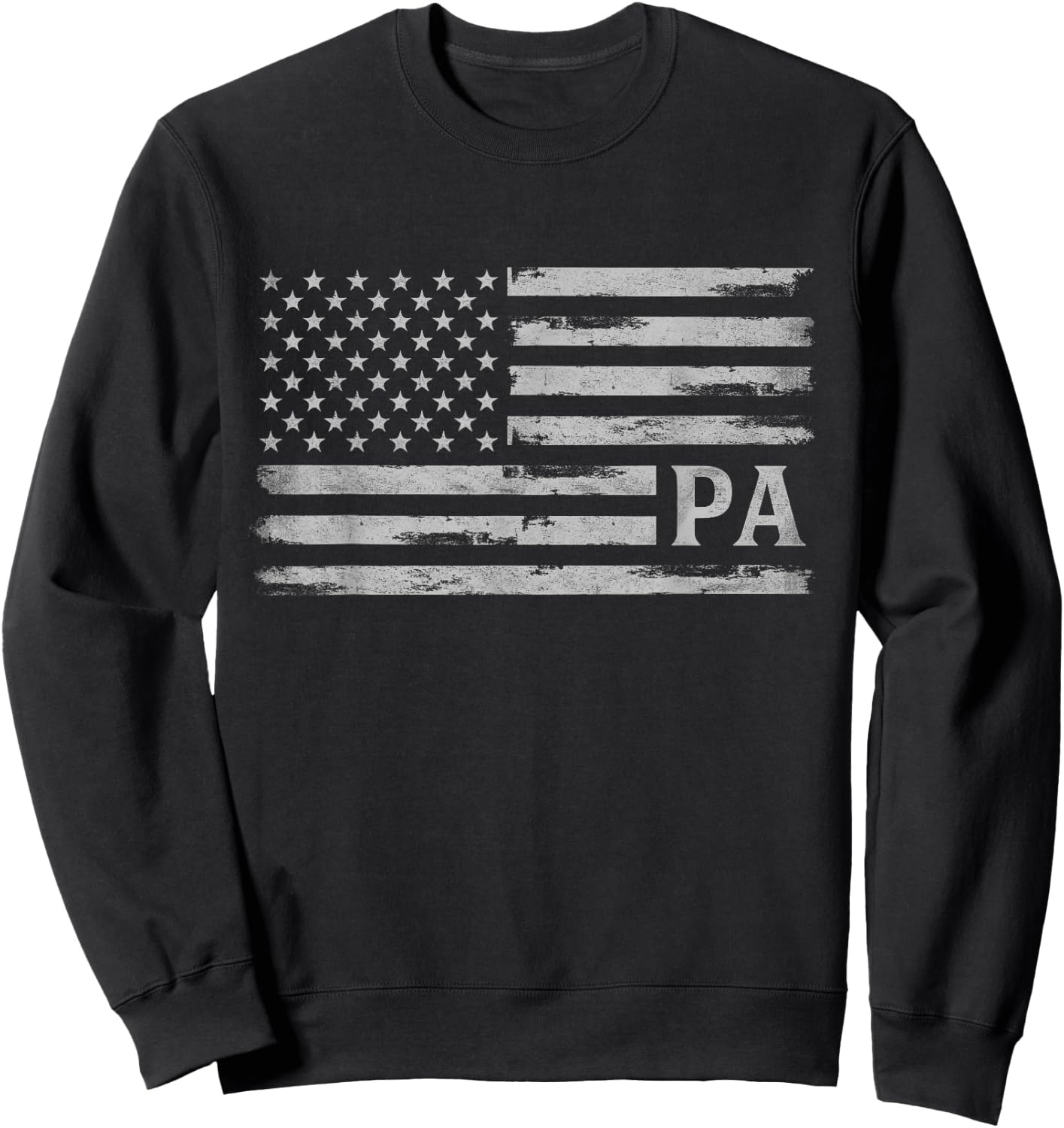 Pa Grey Vintage USA Flag Father's Day Dad Sweatshirt - Sweatshirt | Black