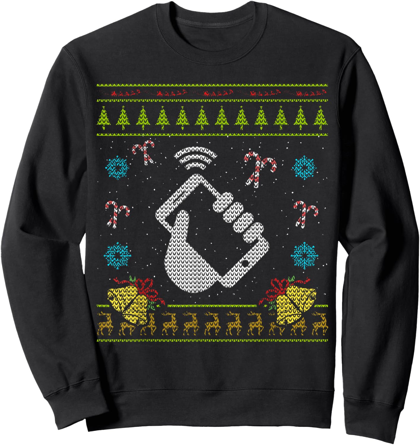 Phone Christmas Ugly Funny Cell Phone Mobile Phone Shirt Sweatshirt - Sweatshirt | Black