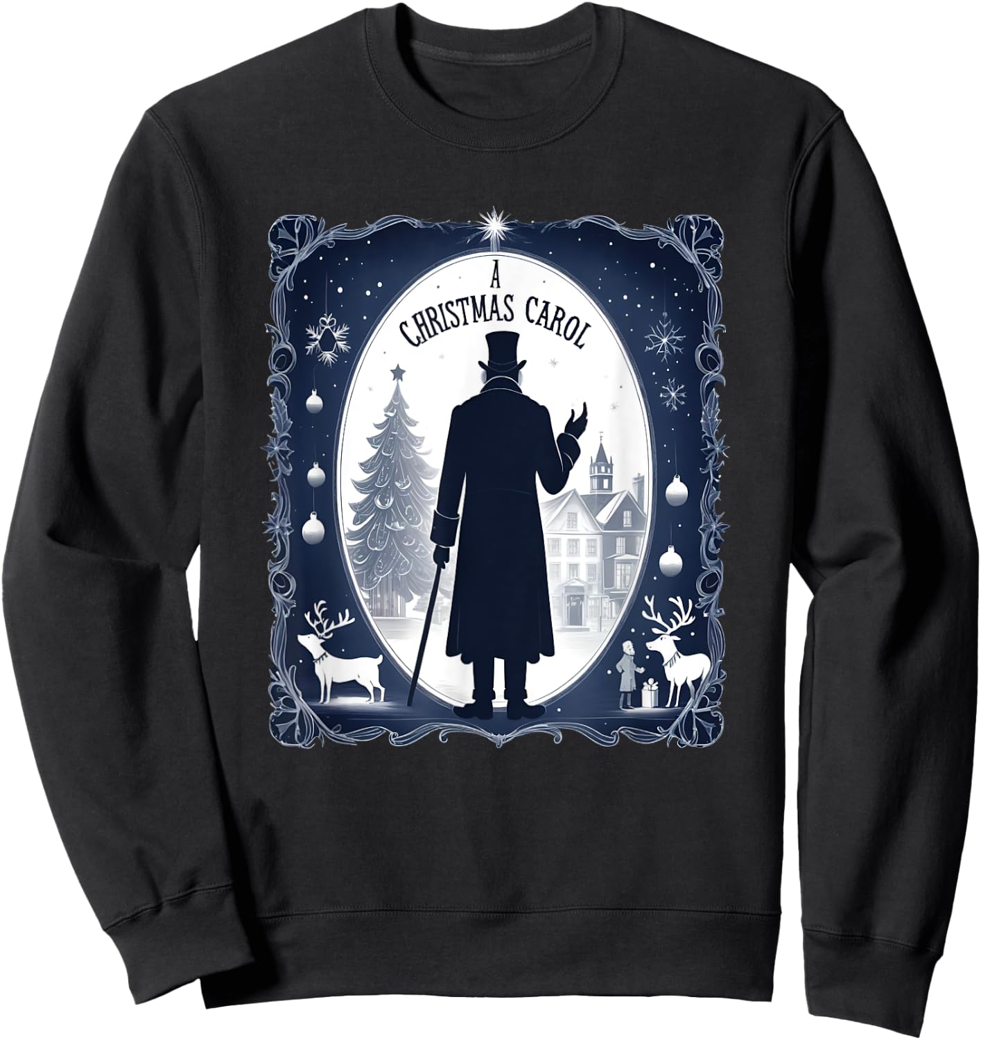 A Christmas Carol with Ebeneezer Scrooge Silhouette Sweatshirt - Sweatshirt | Black