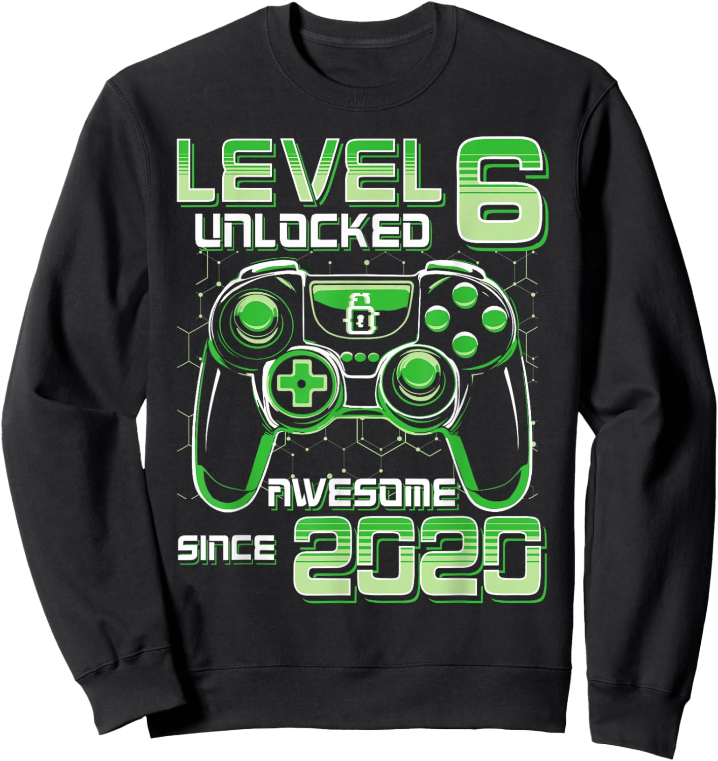 Level 6 Unlocked Awesome Since 2020 6th Birthday Gamer Boys Sweatshirt - Sweatshirt | Black