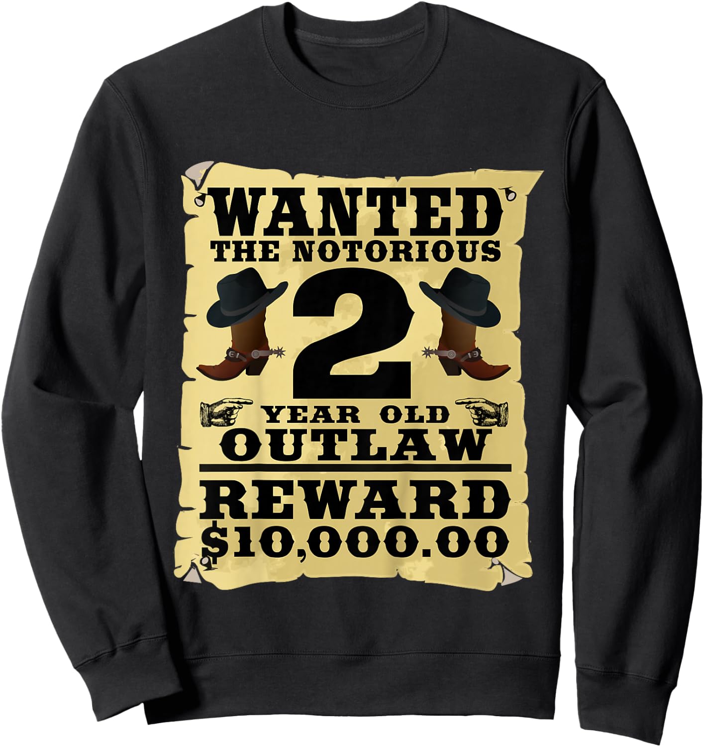 Kids 2 Year Old Cowboy Birthday Party Wild West Western 2nd Gift Sweatshirt - Sweatshirt | Black