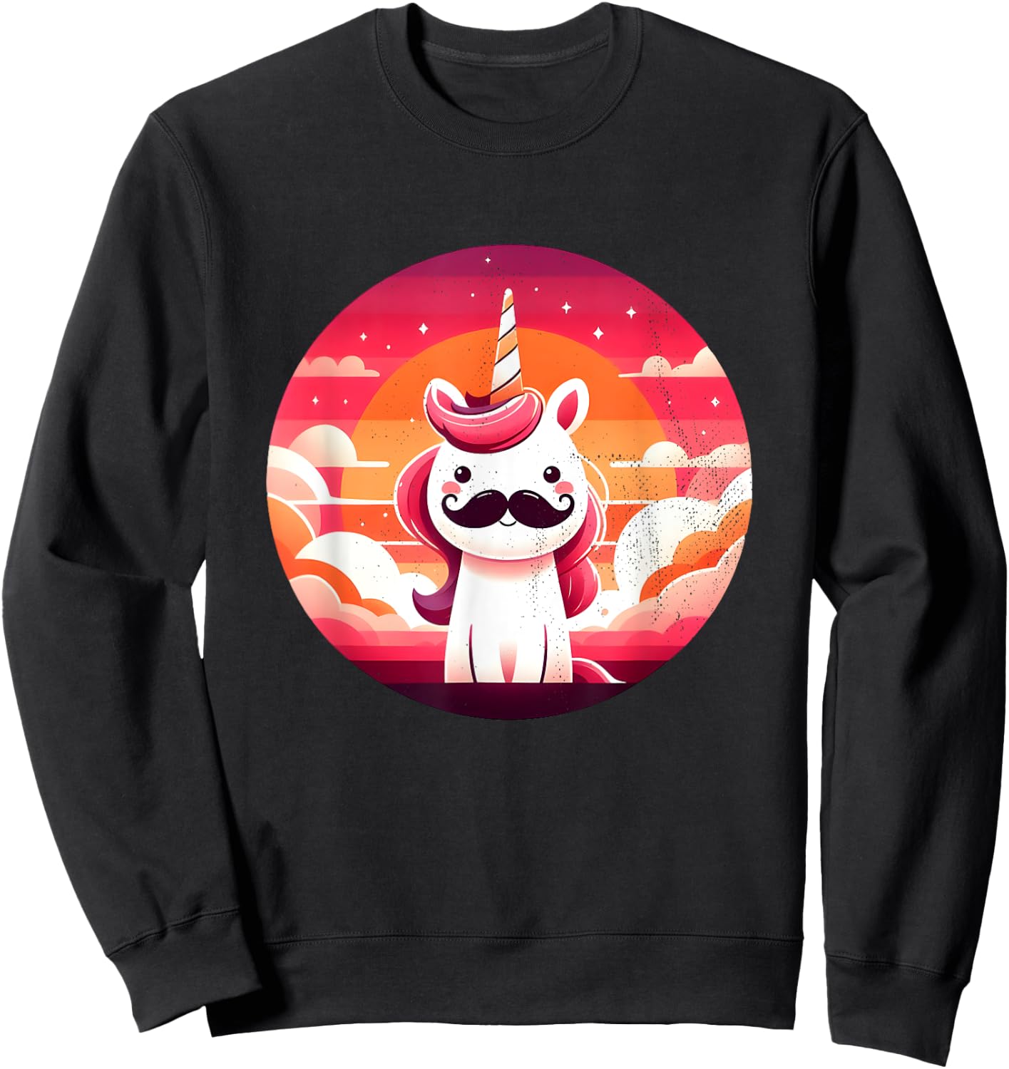 Cute Unicorn with Mustache Sweatshirt - Sweatshirt | Black