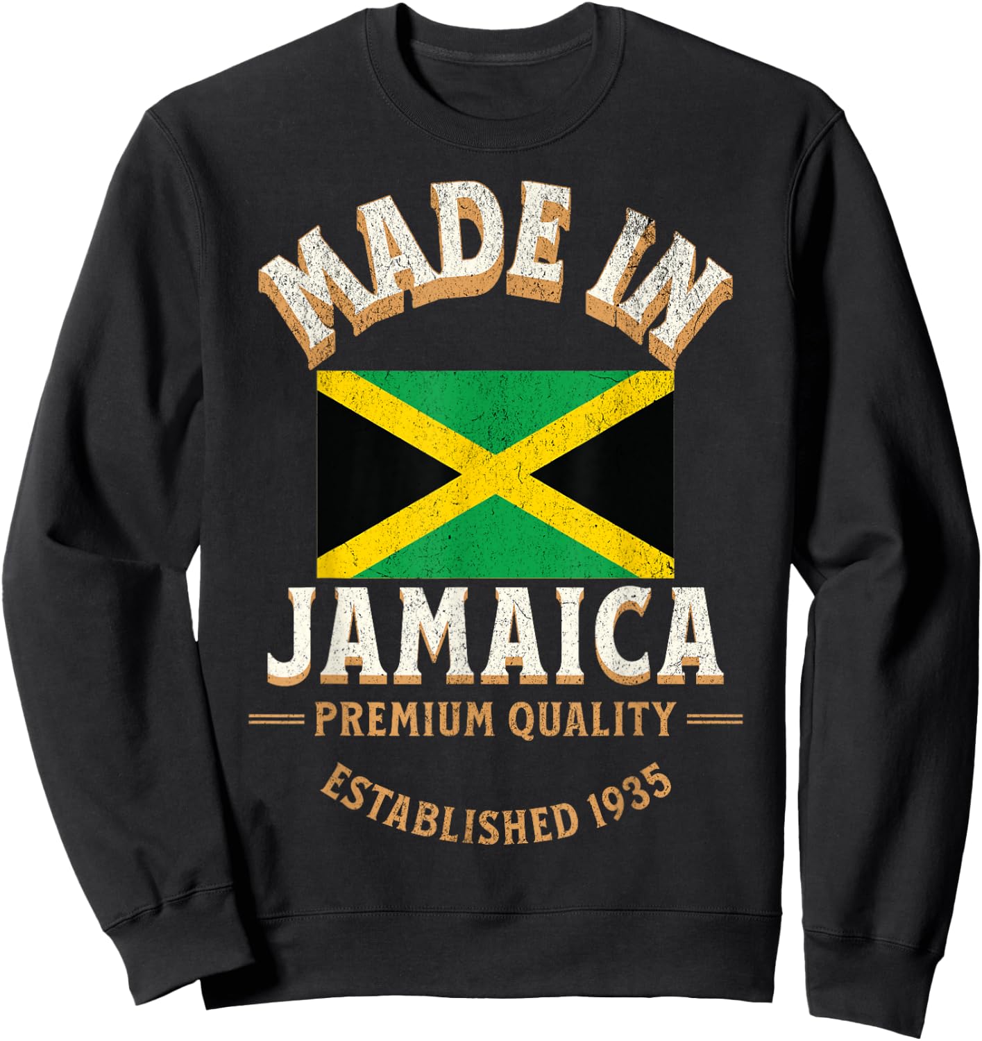 Made In Jamaica 1935 Premium Quality Jamaican Flag Sweatshirt - Sweatshirt | Black