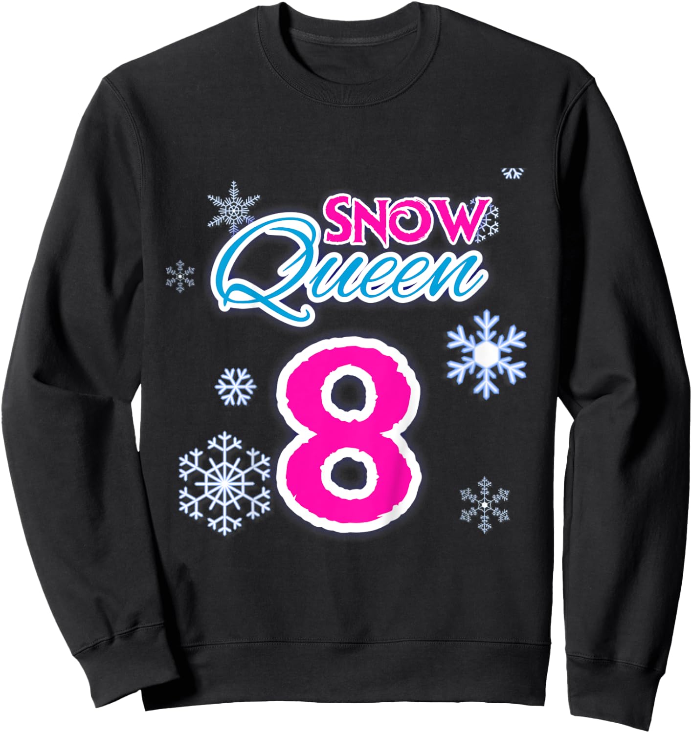 Kids 8 Year Old Birthday Frozen Ice Snow Queen Birthday Gift Sweatshirt - Sweatshirt | Black