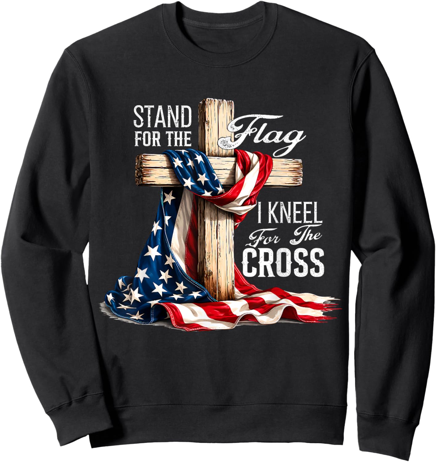 USA Flag Religious 4th of July Christian Faith Men Women Sweatshirt - Sweatshirt | Black