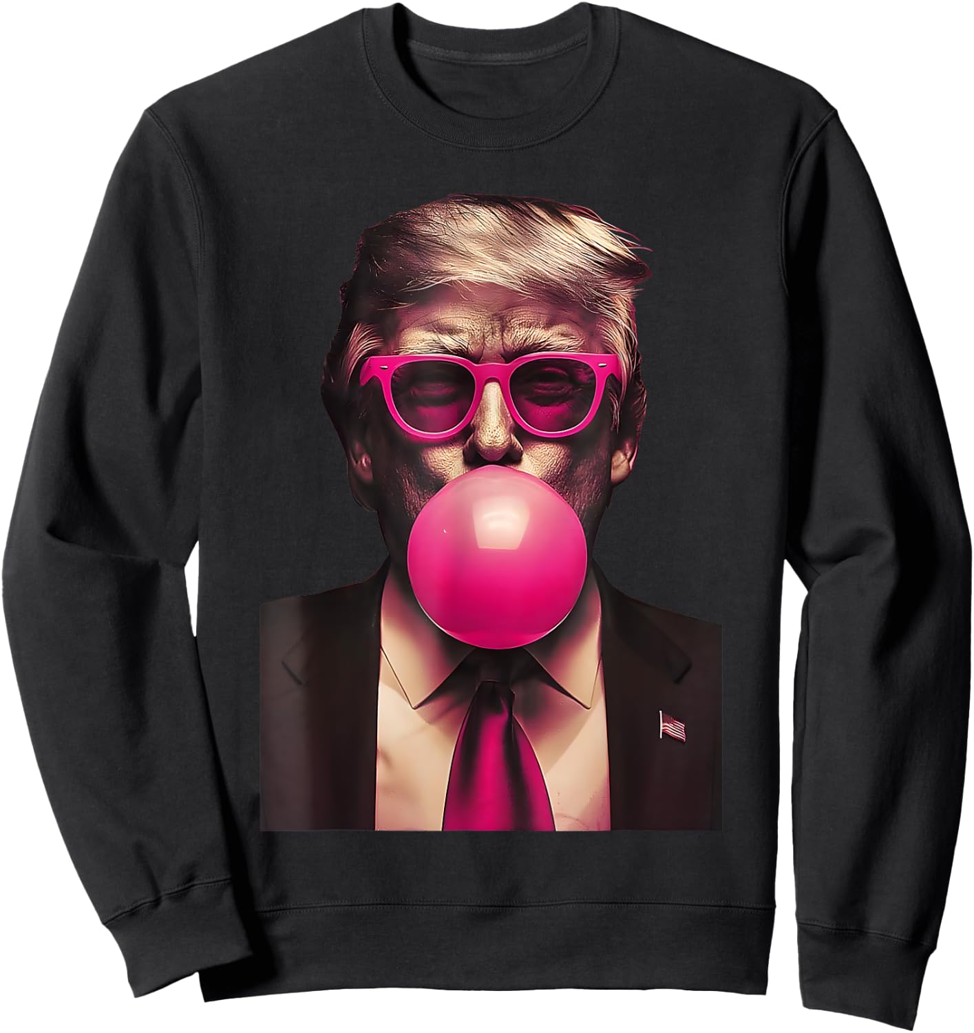 Pink Sunglasses Trump Bubble Gum Shirt 2024 Vote President Sweatshirt - Sweatshirt | Black