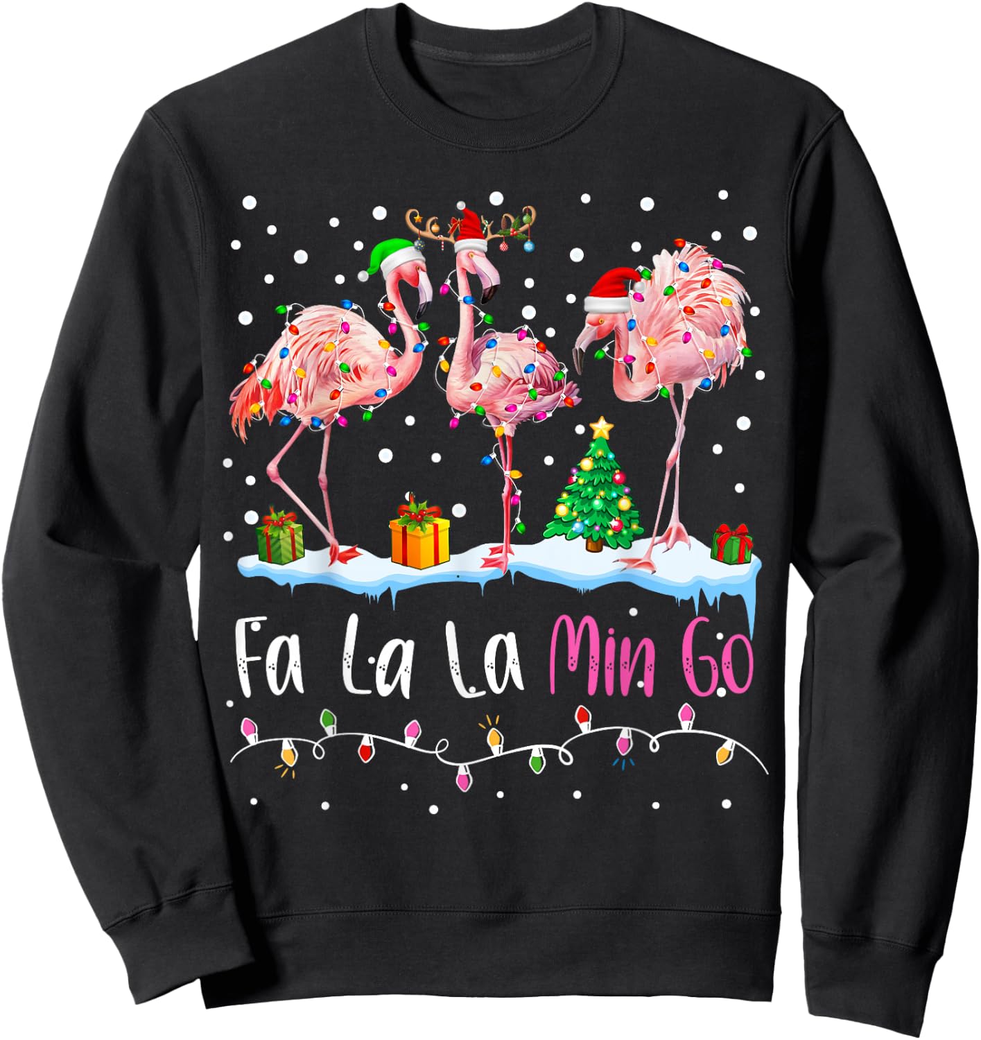 Fa La La La Mingo Flamingo Christmas Men Women Kids Xmas Sweatshirt - Sweatshirt | Black