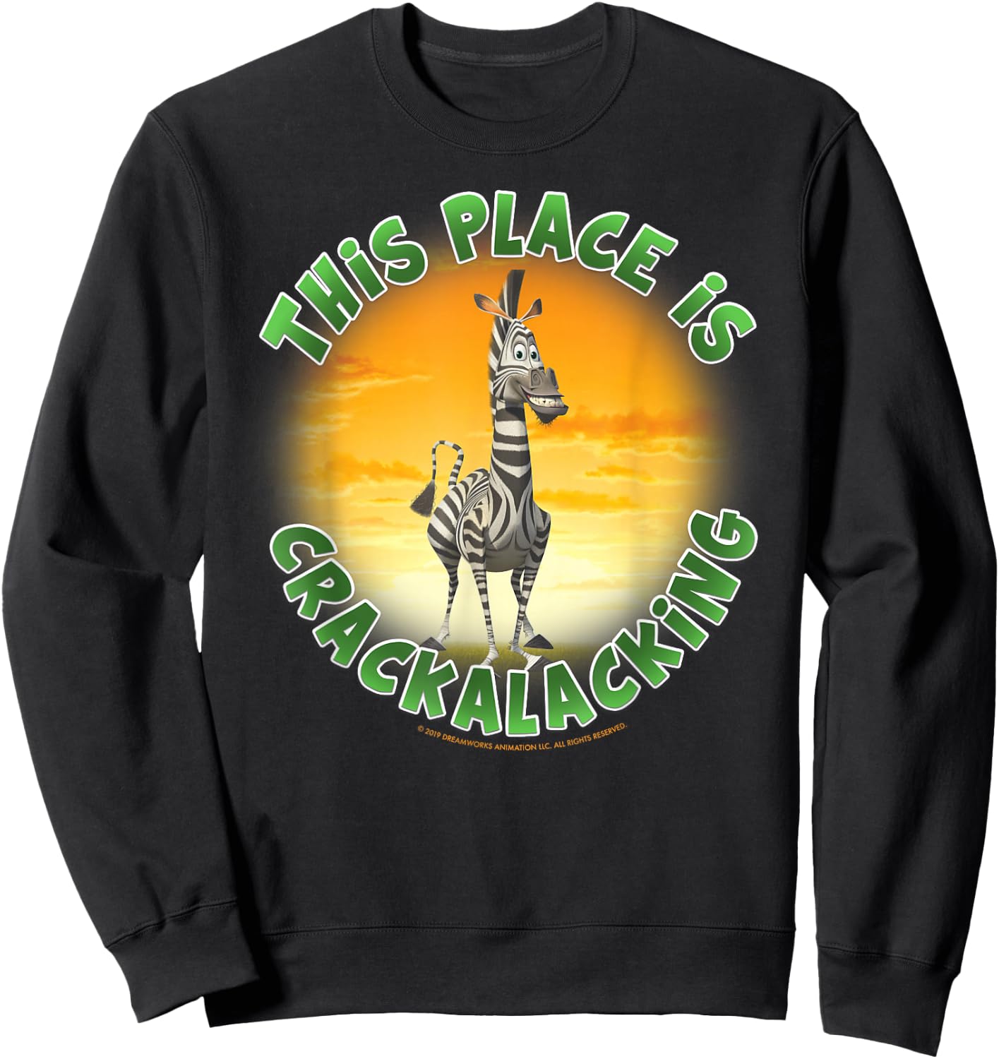 Madagascar Martin Crackalacking Circle Text Poster Sweatshirt - Sweatshirt | Black
