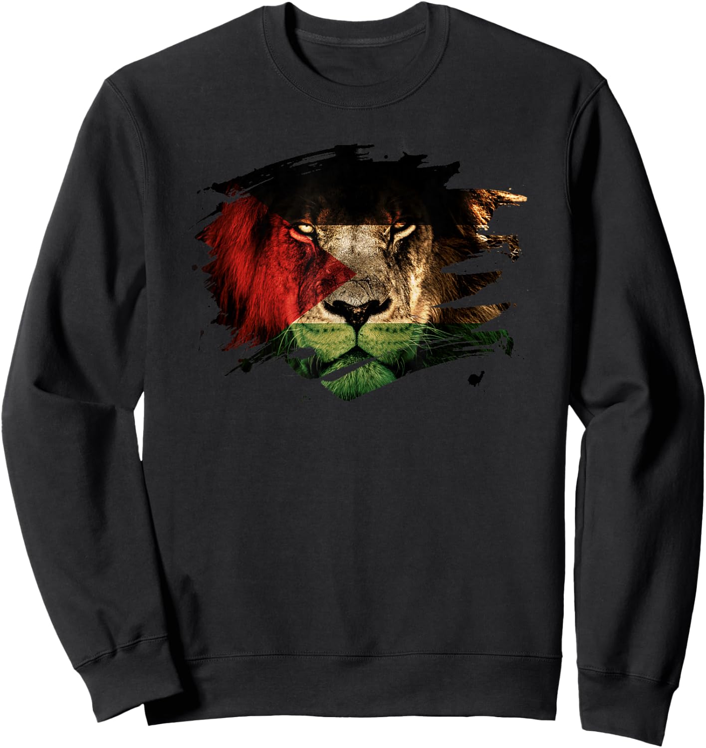 Palestine Flag and Lion - Palestinian Pride Sweatshirt - Sweatshirt | Black
