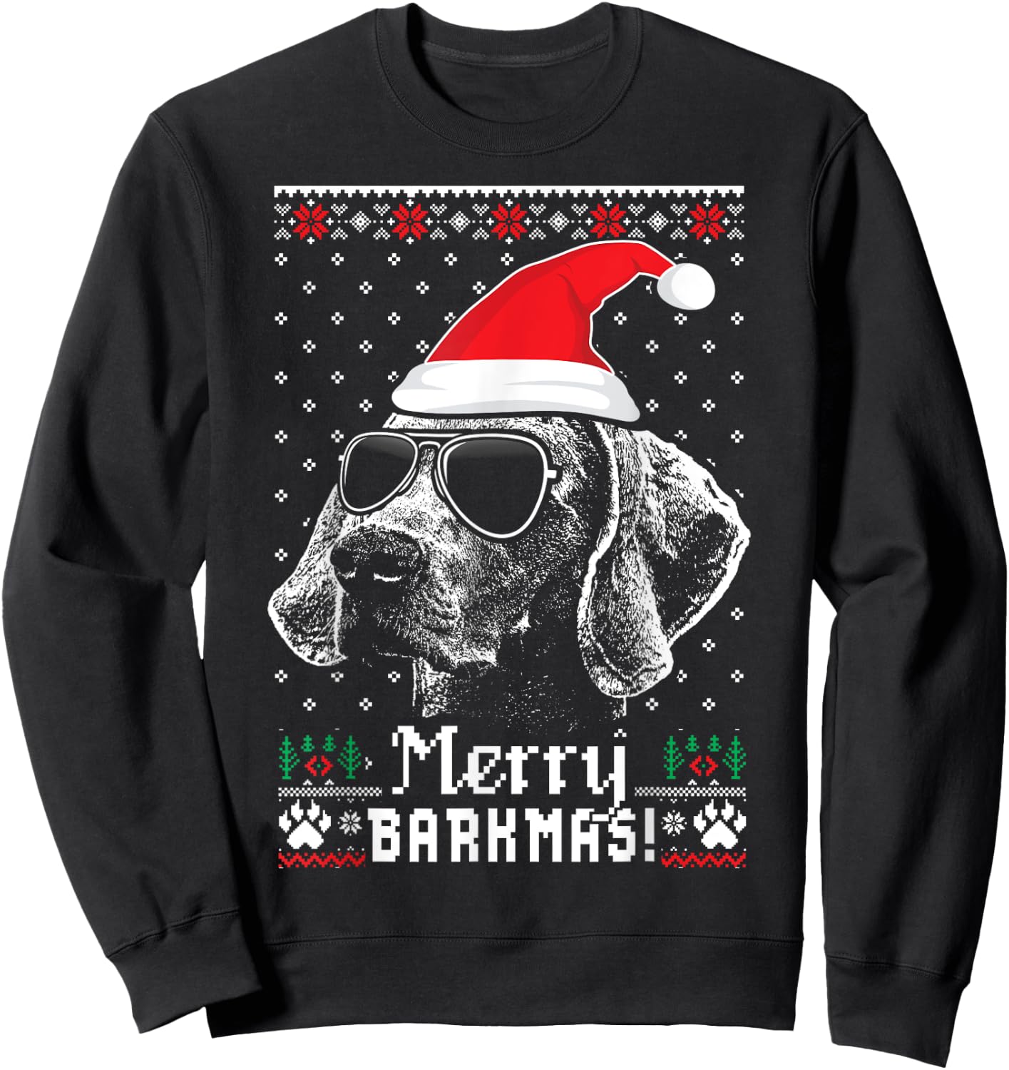 Weimaraner Merry Barkmas Christmas Sweatshirt - Sweatshirt | Black