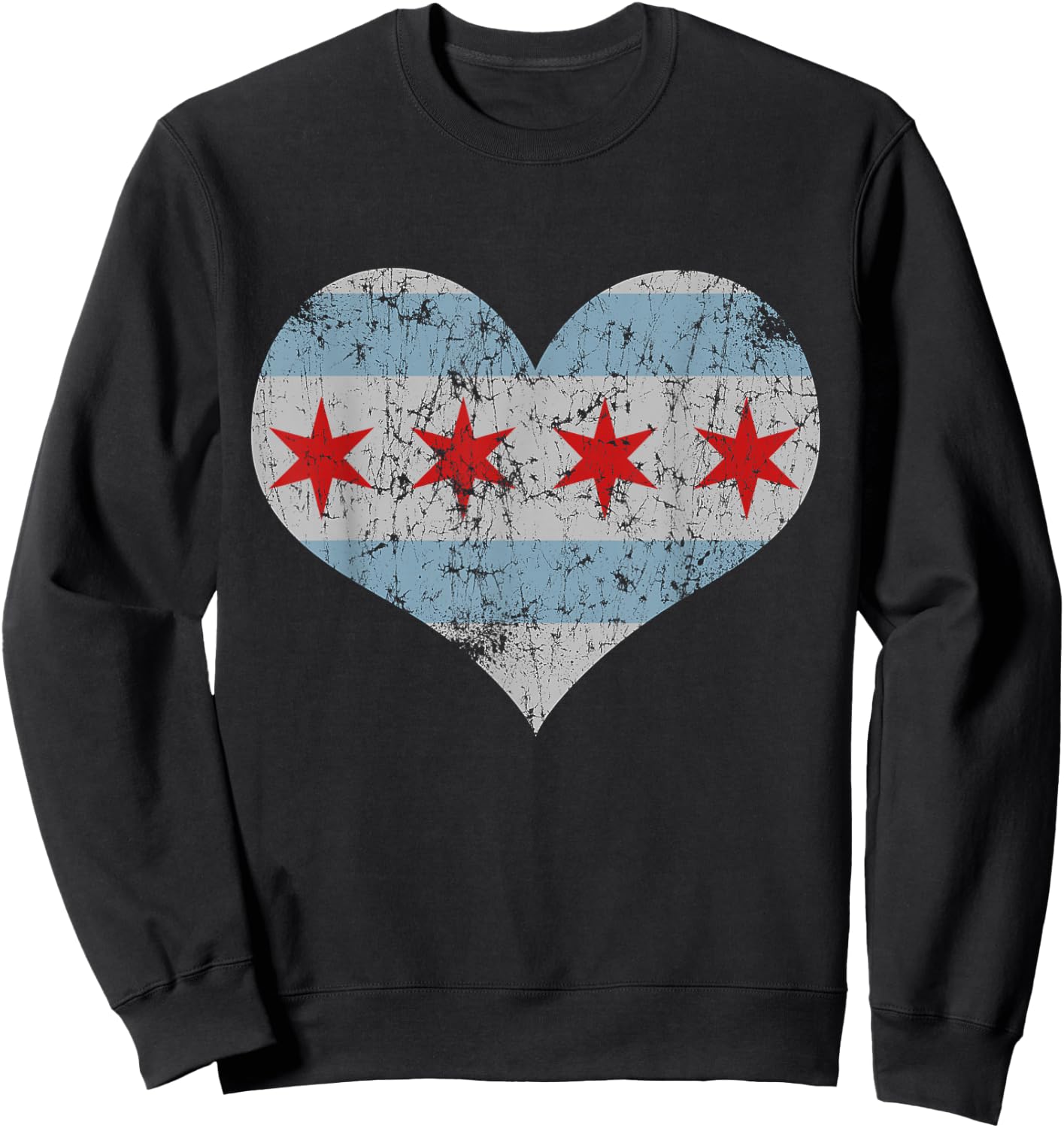 Vintage Flag of Chicago Heart Home Men Women Kids Sweatshirt - Sweatshirt | Black