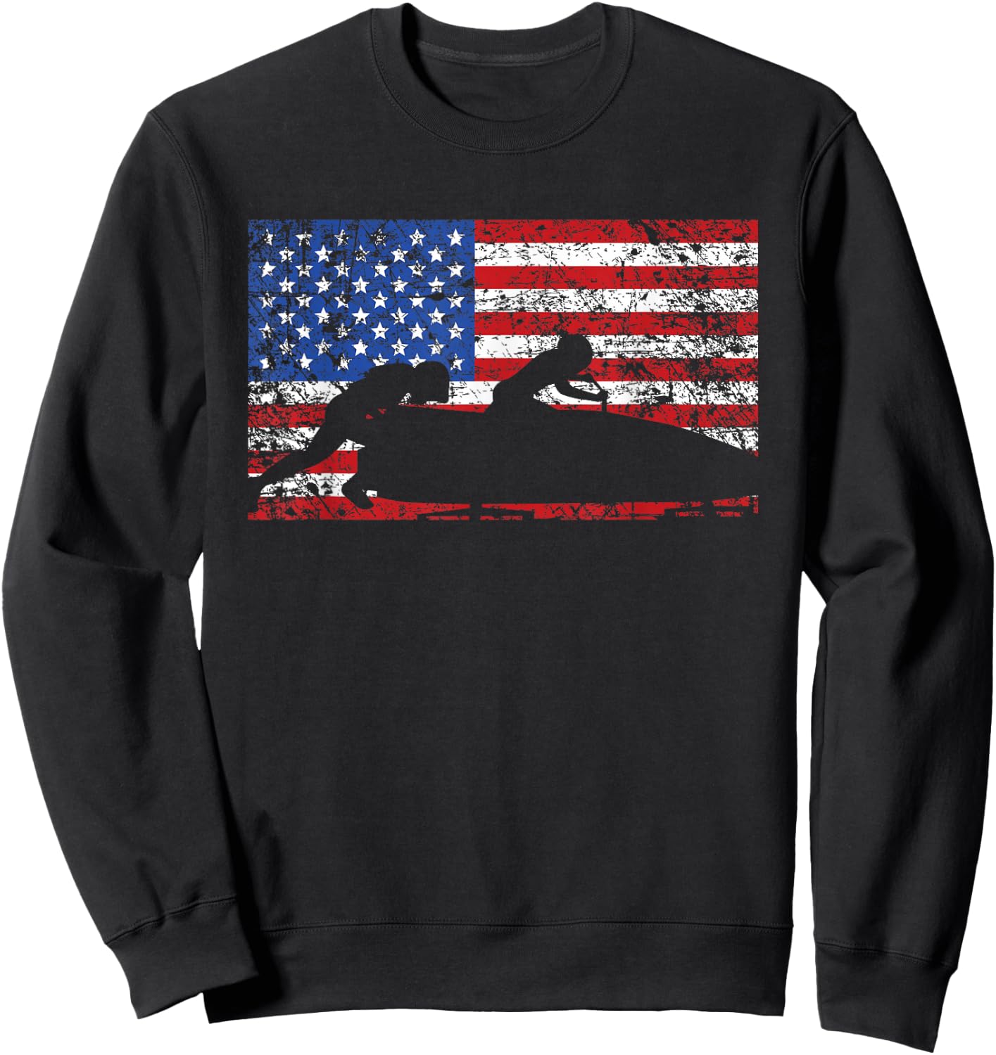 American Flag Bobsledding , USA Gift, Bobsled Team Sweatshirt - Sweatshirt | Black