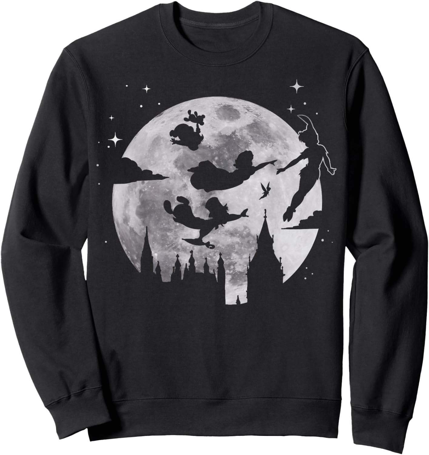 Disney Peter Pan Flying By The Moon Silhouette Sweatshirt - Sweatshirt | Black