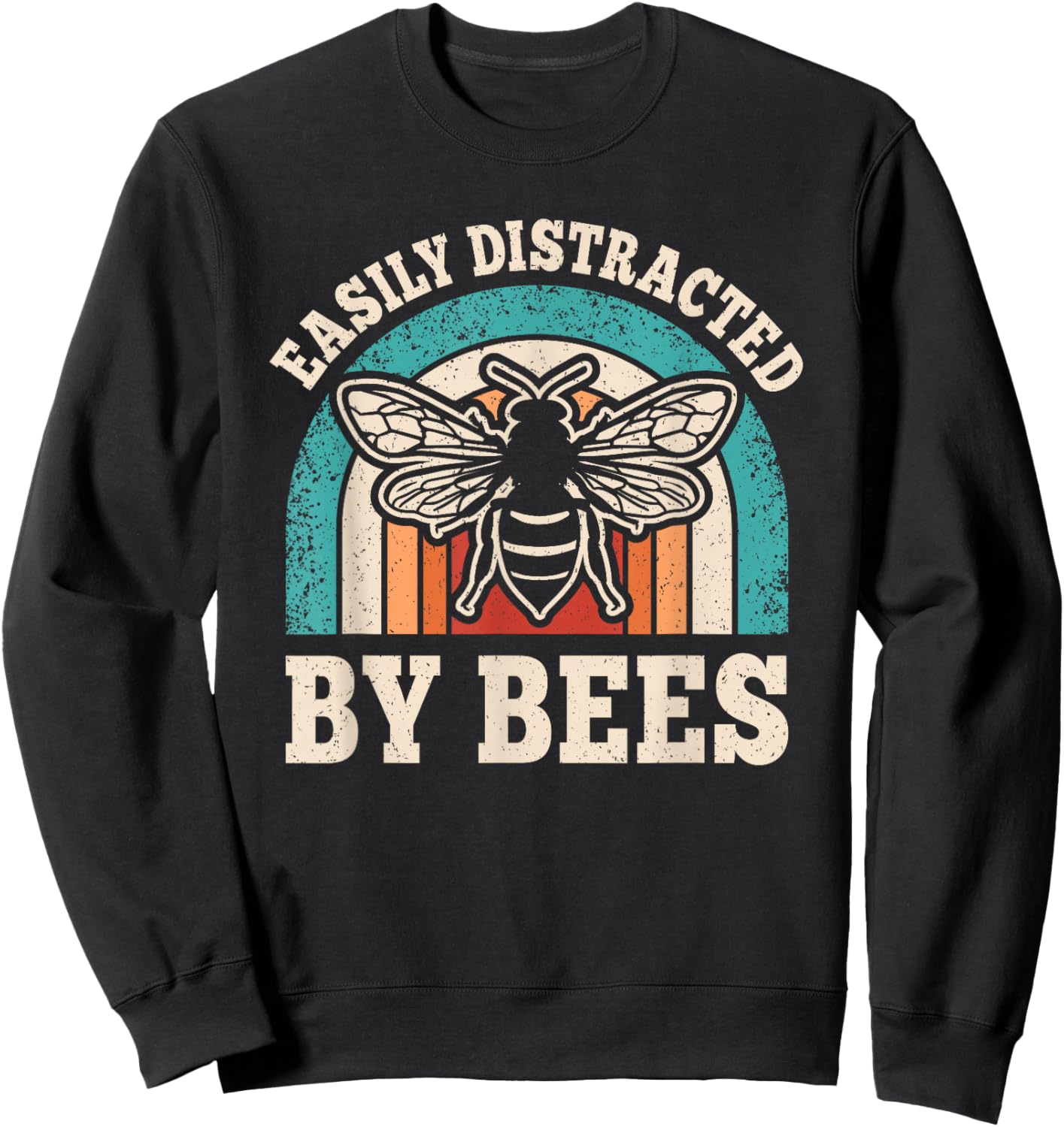 Easily Distracted by Bees Vintage Beekeeper Men Women Sweatshirt - Sweatshirt | Black