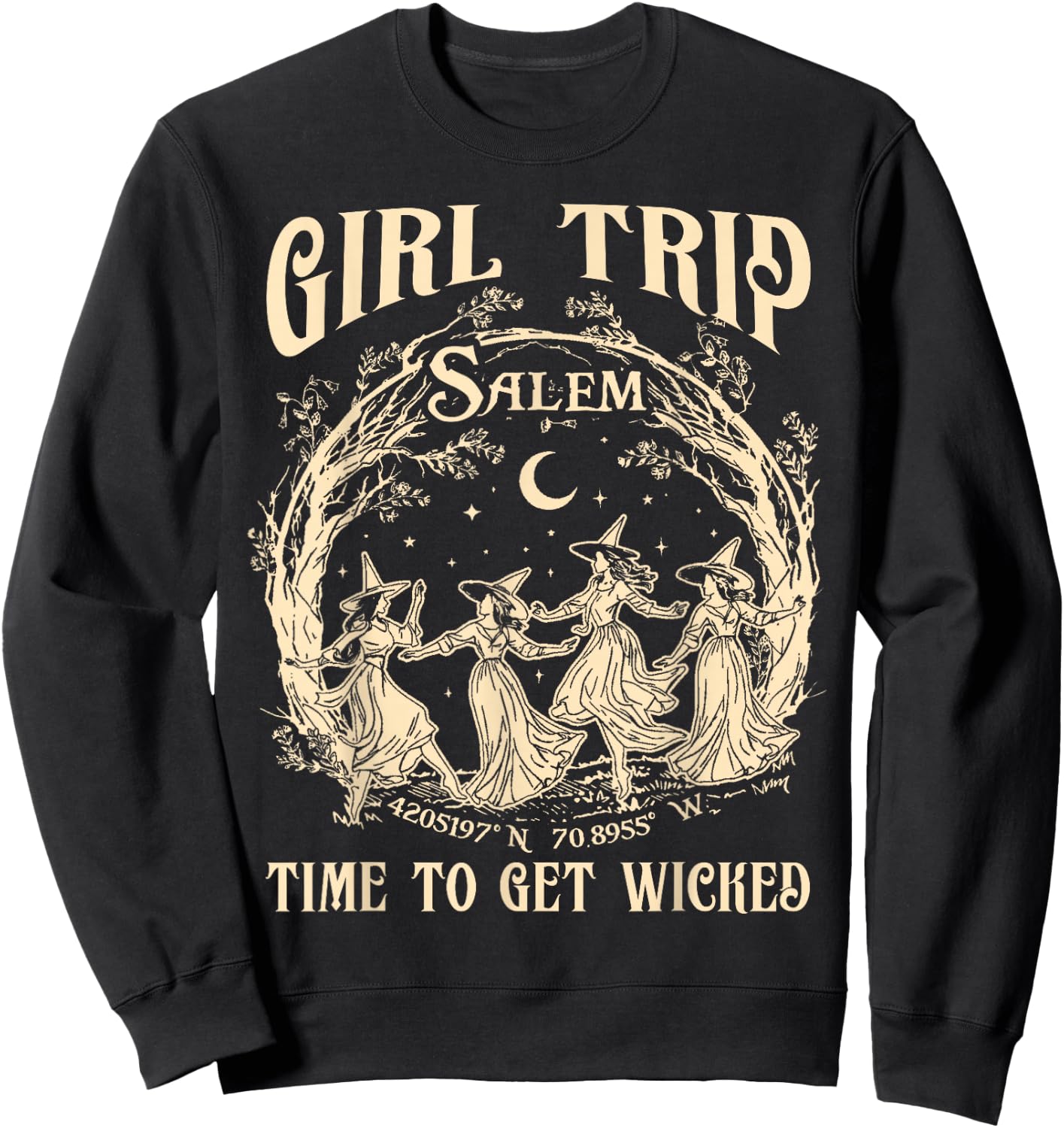 Retro Girls Trip Salem 1692 They Missed One Witch Halloween Sweatshirt - Sweatshirt | Black